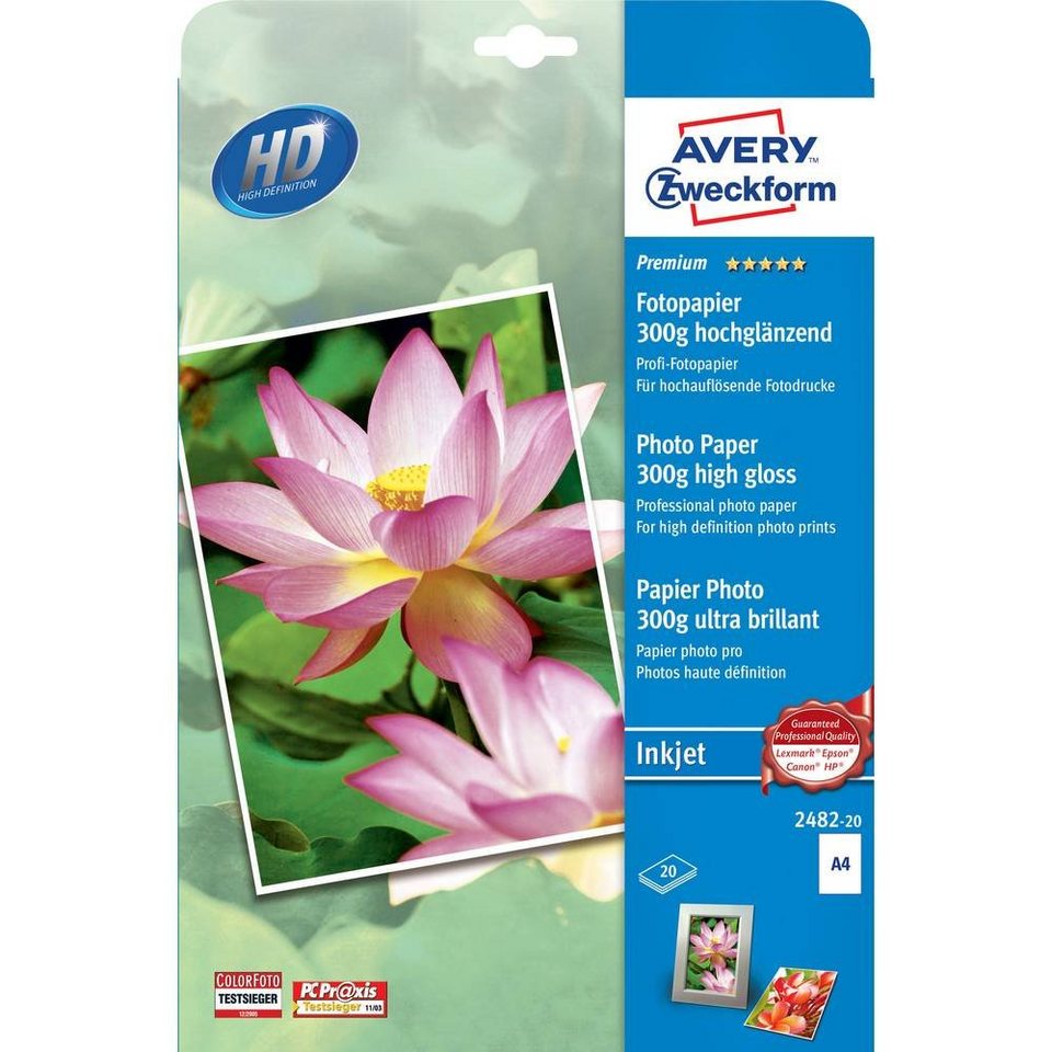 Avery Zweckform Fotopapier Premium Inkjet Fotopapier, High-Tech Avery Zweckform Fotopapier Premium Inkjet Fotopapier, High-Tech