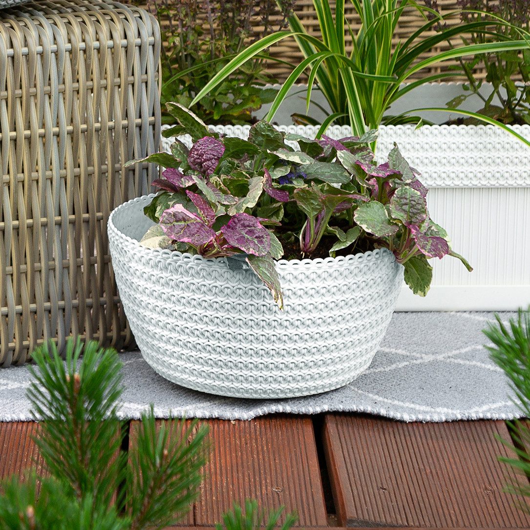 KAGM Pflanzschale Blumenschale Blumentopf Strickstruktur Kunststoff günstig online kaufen