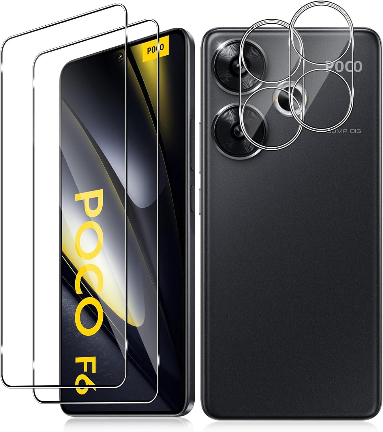 MSM Displayschutzglas 2X Schutzglas (Display + Kamera) für Xiaomi POCO F6 Panzerfolie Full