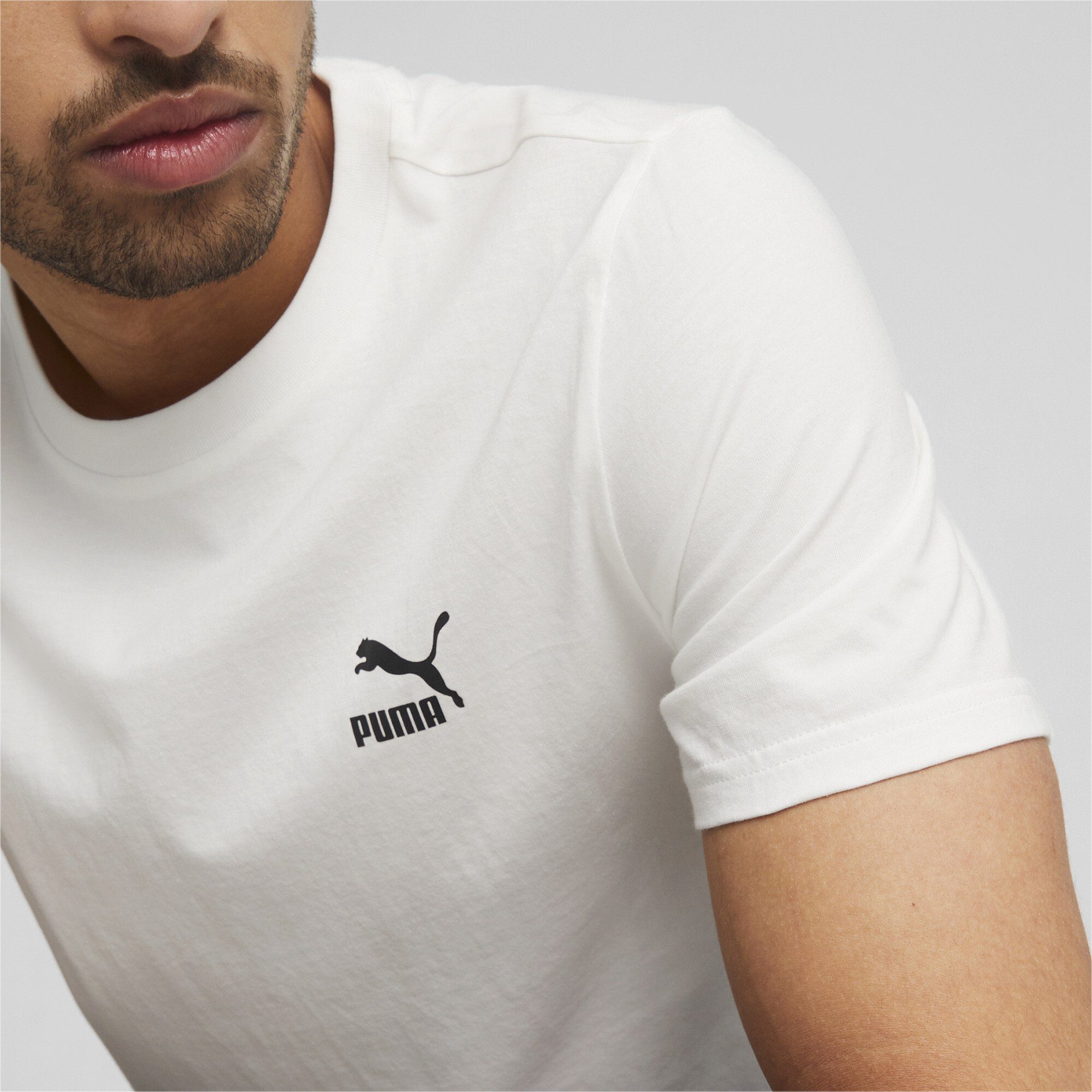 White Herren T-Shirt Small PUMA Logo Classic T-Shirt