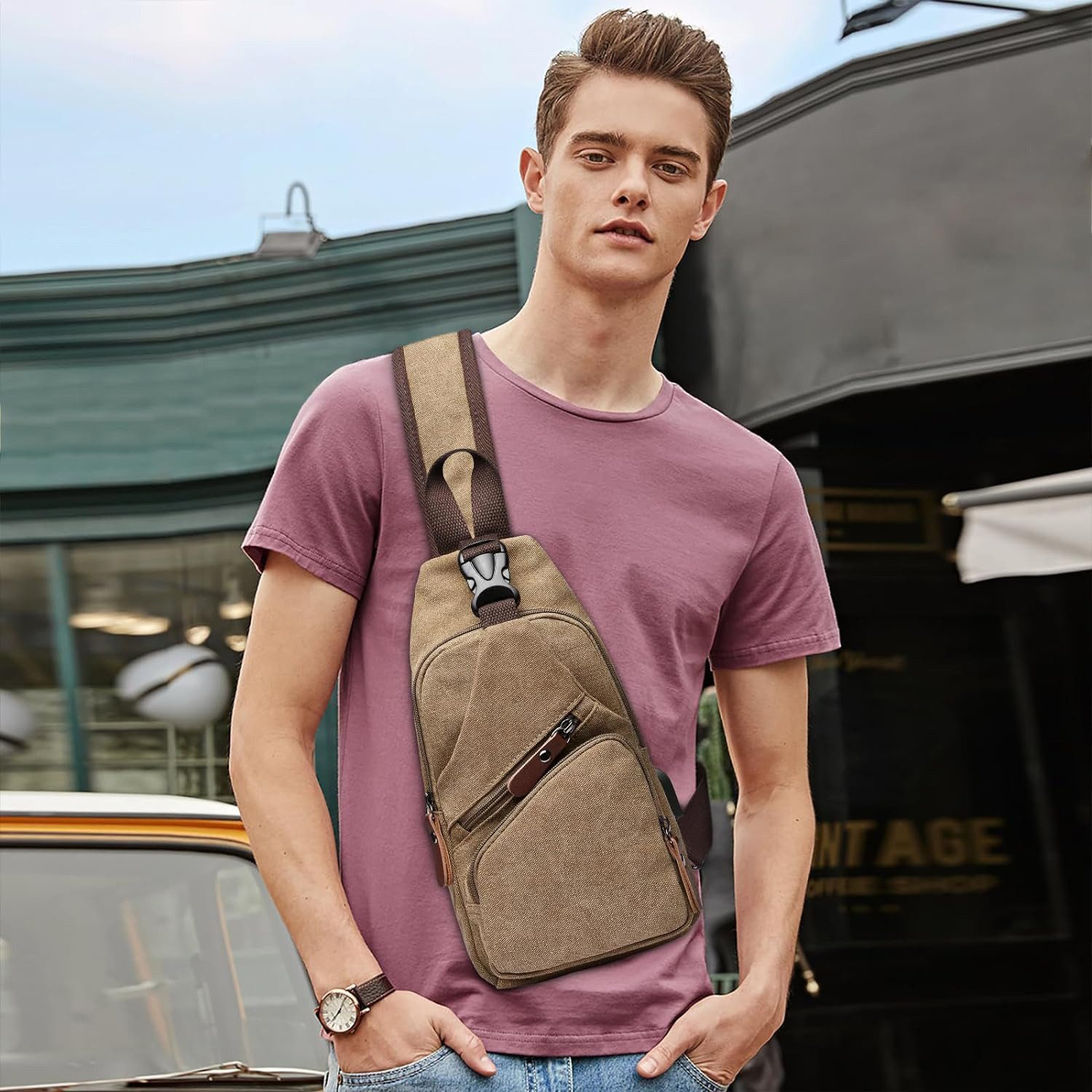 REDOM Schultertasche Brusttasche Sling Schulter Rucksack günstig online kaufen