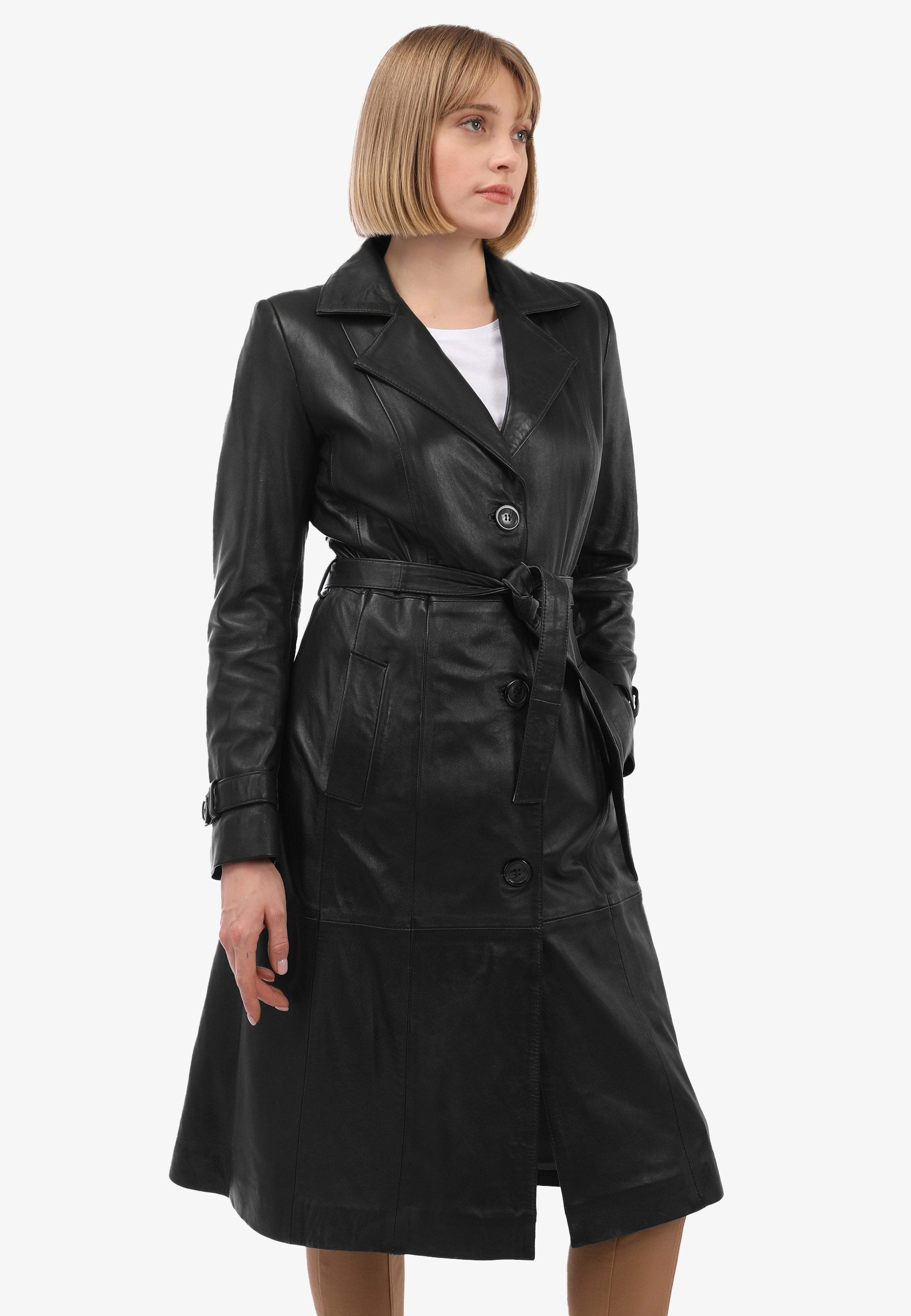 Felix Hardy Lederjacke Lederjacke mit Gürtel und Knöpfen