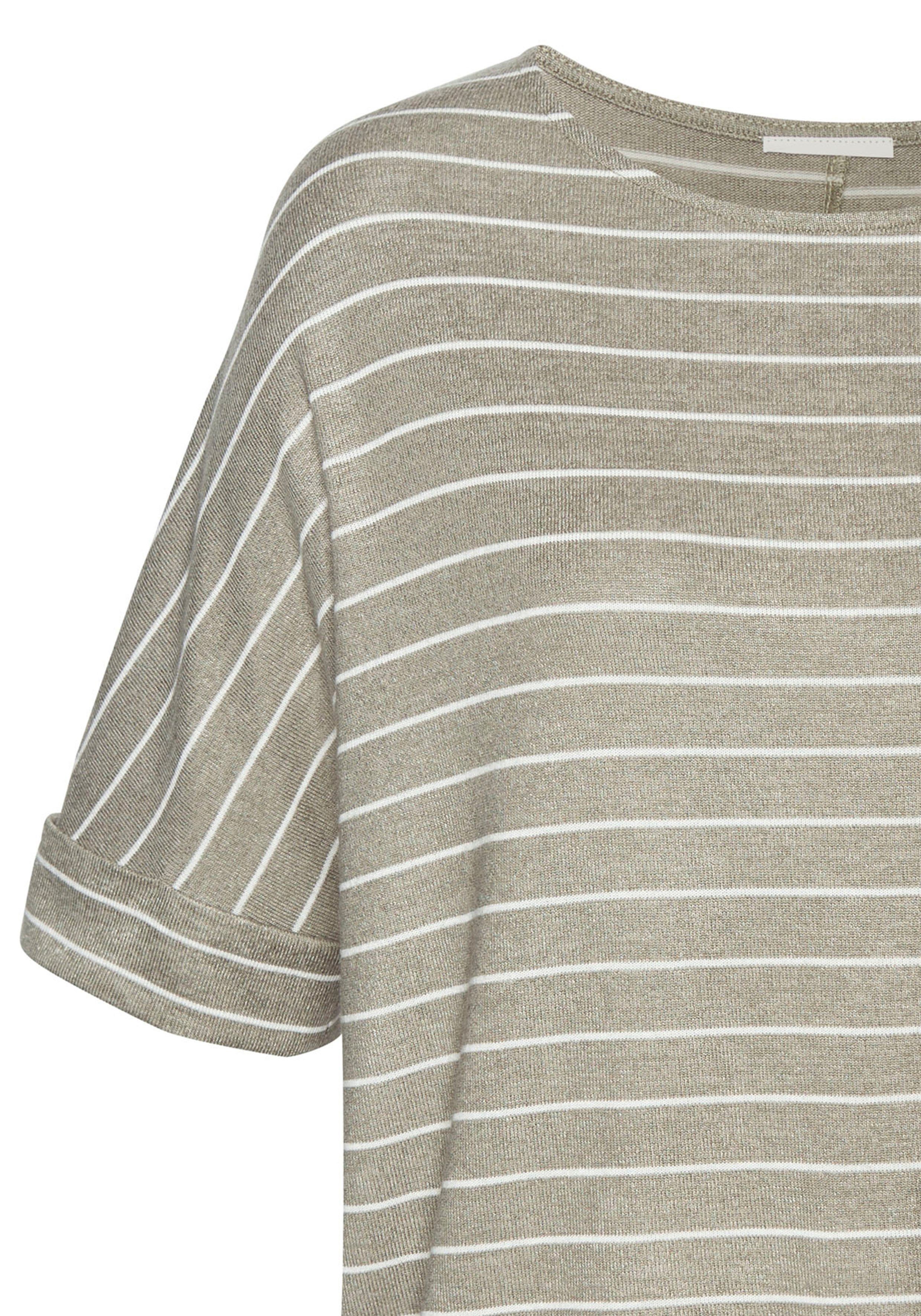LASCANA Rundhalsshirt mit breitem Ärmelumschlag aus weichem Viskose-Feinstrick