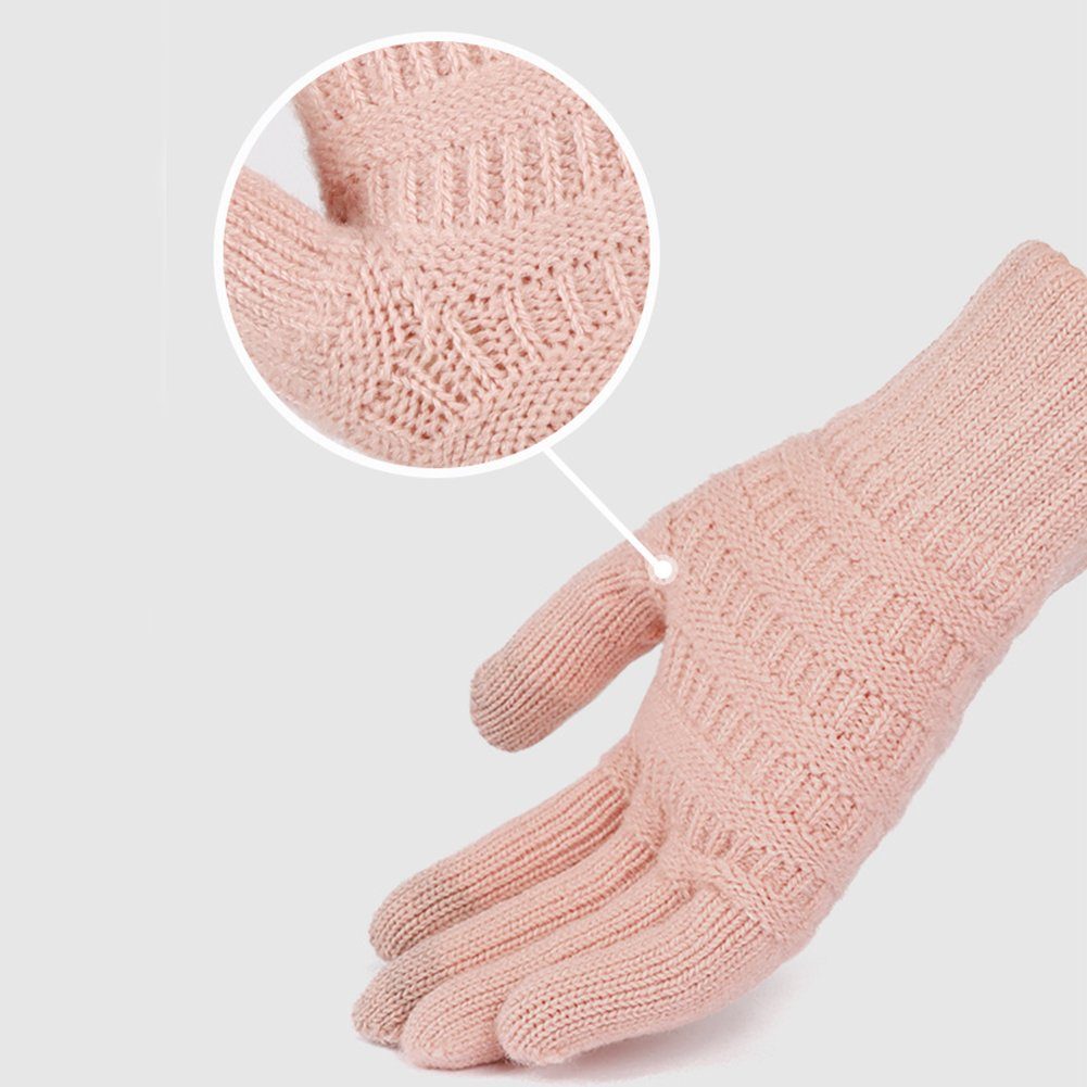 Handschuhe Winddicht und Strick Strickhandschuhe Rosa Fingerhandschuhe Touchscreen Warm ManKle