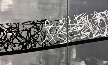 WandbilderXXL XXL-Wandbild Flowing Contrast 210 x 80 cm, Abstraktes Gemälde, handgemaltes Unikat