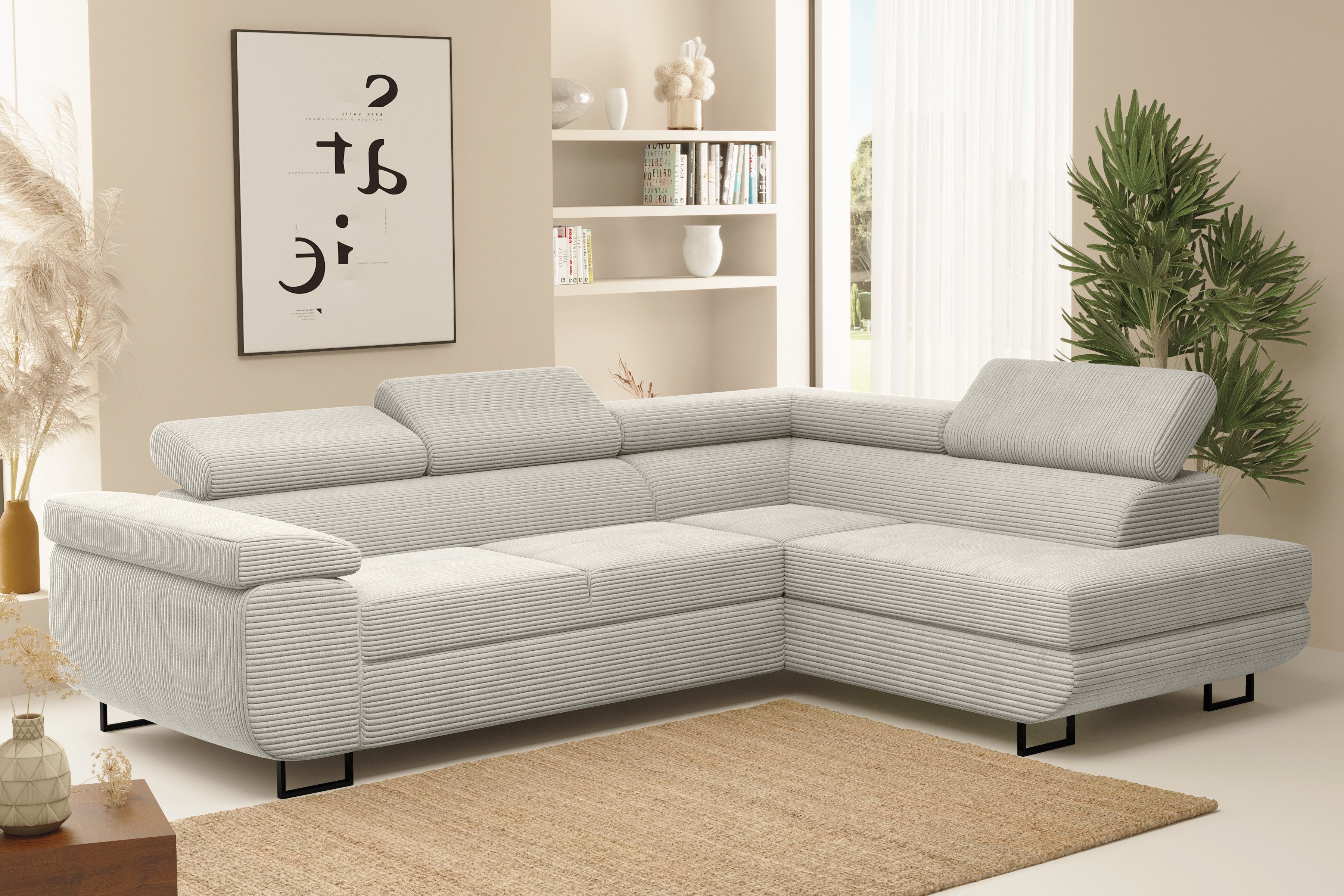 yourhouse24 Ecksofa TOKYO mit Schlaffunktion, mit Bettfunktion und Bettkasten, Seite universal