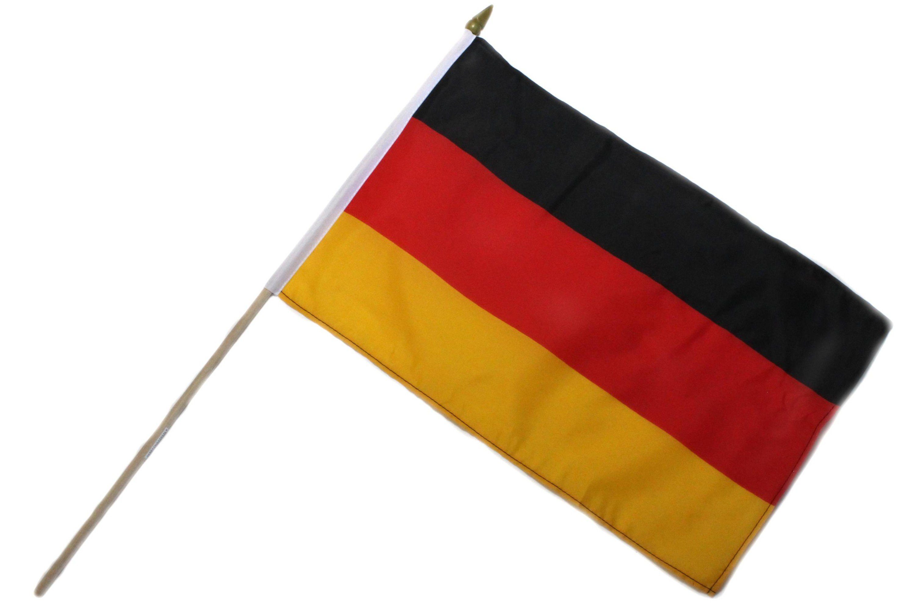 ELLUG Flagge Flagge Stockflagge doppelt 30x45cm Fan Holzstab Handfahne 60cm Fahne Sport Banner Deutschland umsäumt mit