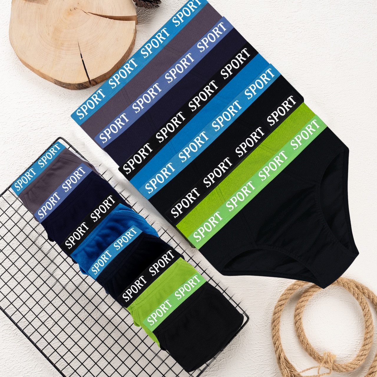 LOREZA Slip 6er Set Jungen Slips Baumwolle - Basics - Bunt (Set, 6-St)