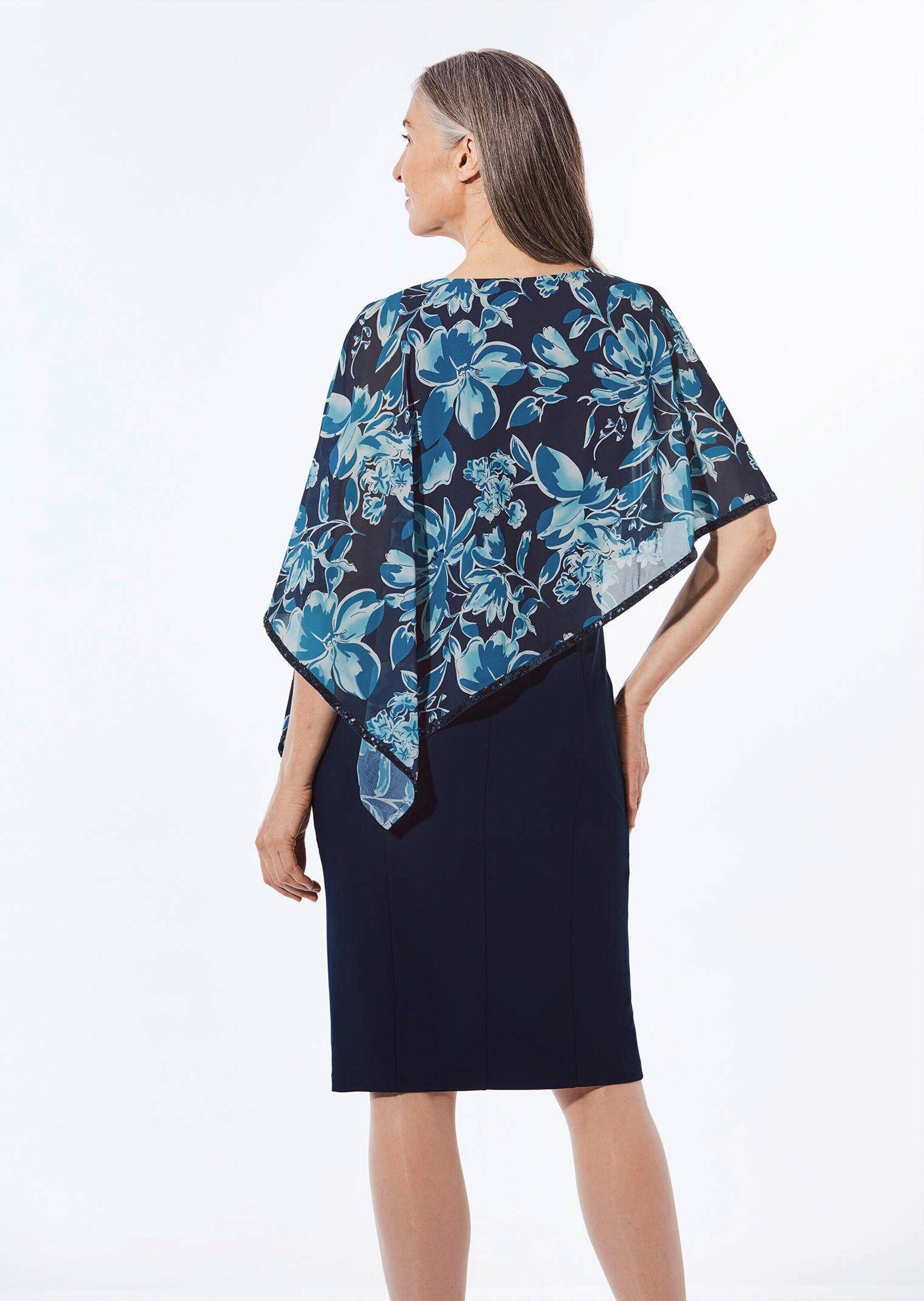 GOLDNER Abendkleid Elegantes Abendkleid mit Pailletten Midikleid mit Rundhals, Knielänge, ohne Arm und Chiffonüberwurf