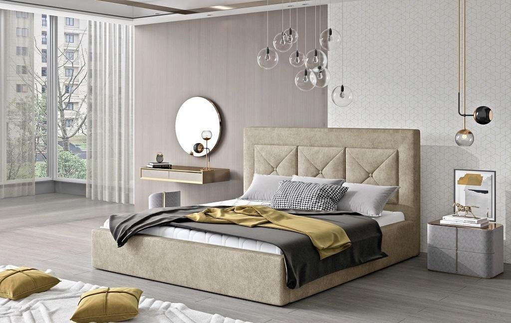 JVmoebel Bett Klassisches Bett Modern Stil Doppel Holz Hotel Betten 220x220 Beige