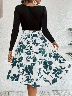 AFAZ New Trading UG Sommerkleid Jerseykleid Damen Modisches Damenkleid mit bunter Blumenpracht (Sommerliches Damenkleid mit Blumenmuster – Lässig und Stilvoll) Geeignet für jeden Anlass, elegant und vielseitig Alltagstreffen