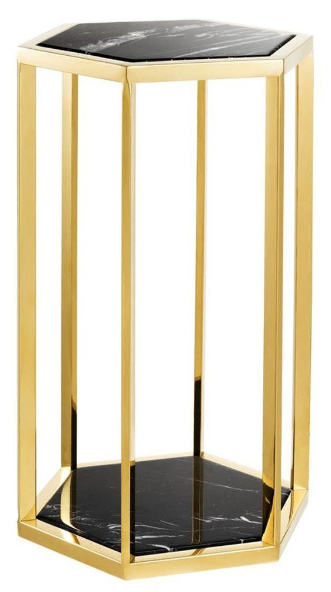in gold Luxus 2er Qualität Casa Beistelltisch Padrino schwarzem Set Marmor Beistelltisch mit Luxus -