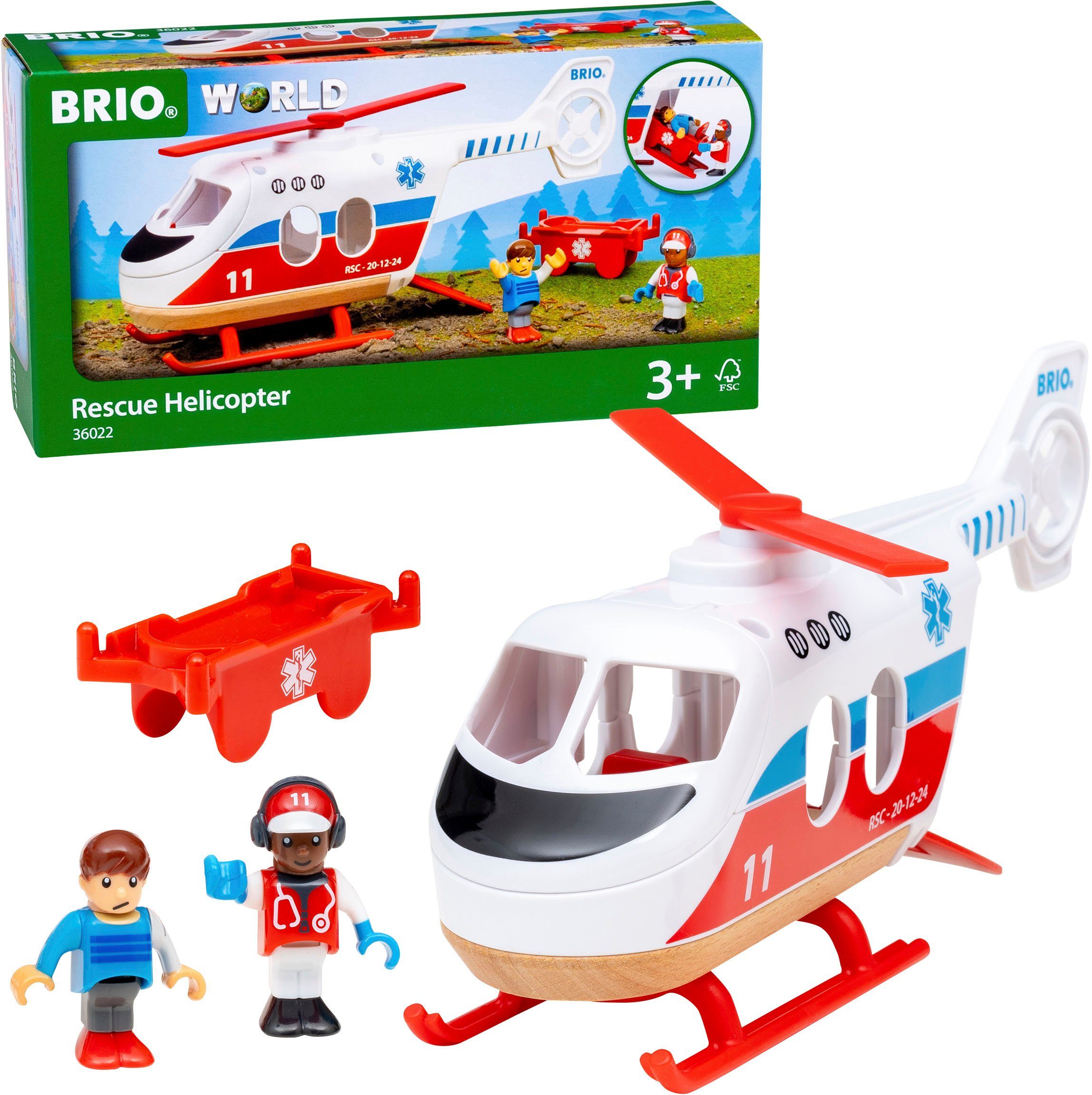 BRIO® Spielzeug-Hubschrauber BRIO® WORLD, Rettungshubschrauber, FSC®- schützt Wald - weltweit