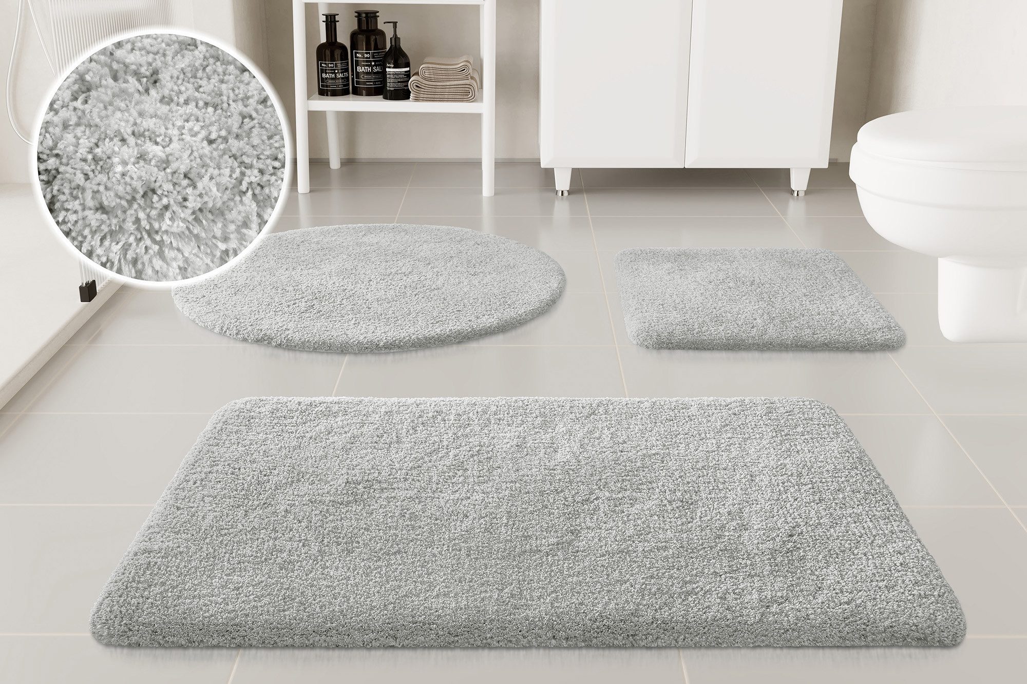 OTTO home Badematte Kaarin, uni, viele Farben, Badvorleger, Badezimmer Teppich, Höhe 30 mm, rutschhemmend beschichtet, fußbodenheizungsgeeignet, Polyester, rechteckig, Badteppich, getuftet, flauschig, hochflor, große Farbauswahl