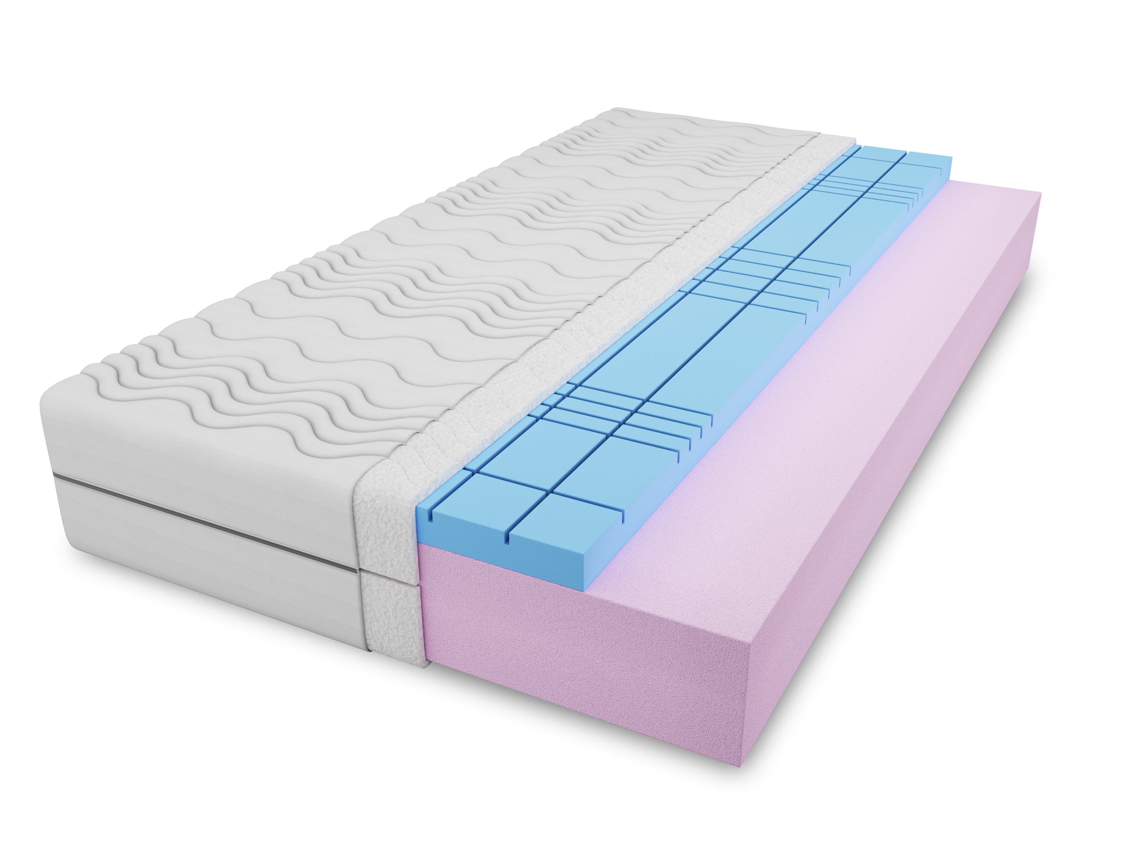 Kaltschaummatratze Härtegrad H3 Kaltschaum-Matratze mit Würfelschnitt Polyurethanschaum, Deine Möbel 24, 14 cm hoch, (Set, 80x200 90x200 100x200 120x200 140x200 160x200 180x200 14 cm), Doppel-seitig