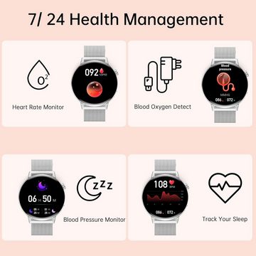 Betatree Praktische Zusatzfunktionen Smartwatch (1,32 Zoll, Android, iOS), mit Gesundheitskontrolle, effektive Kommunikation, stilvolles Design
