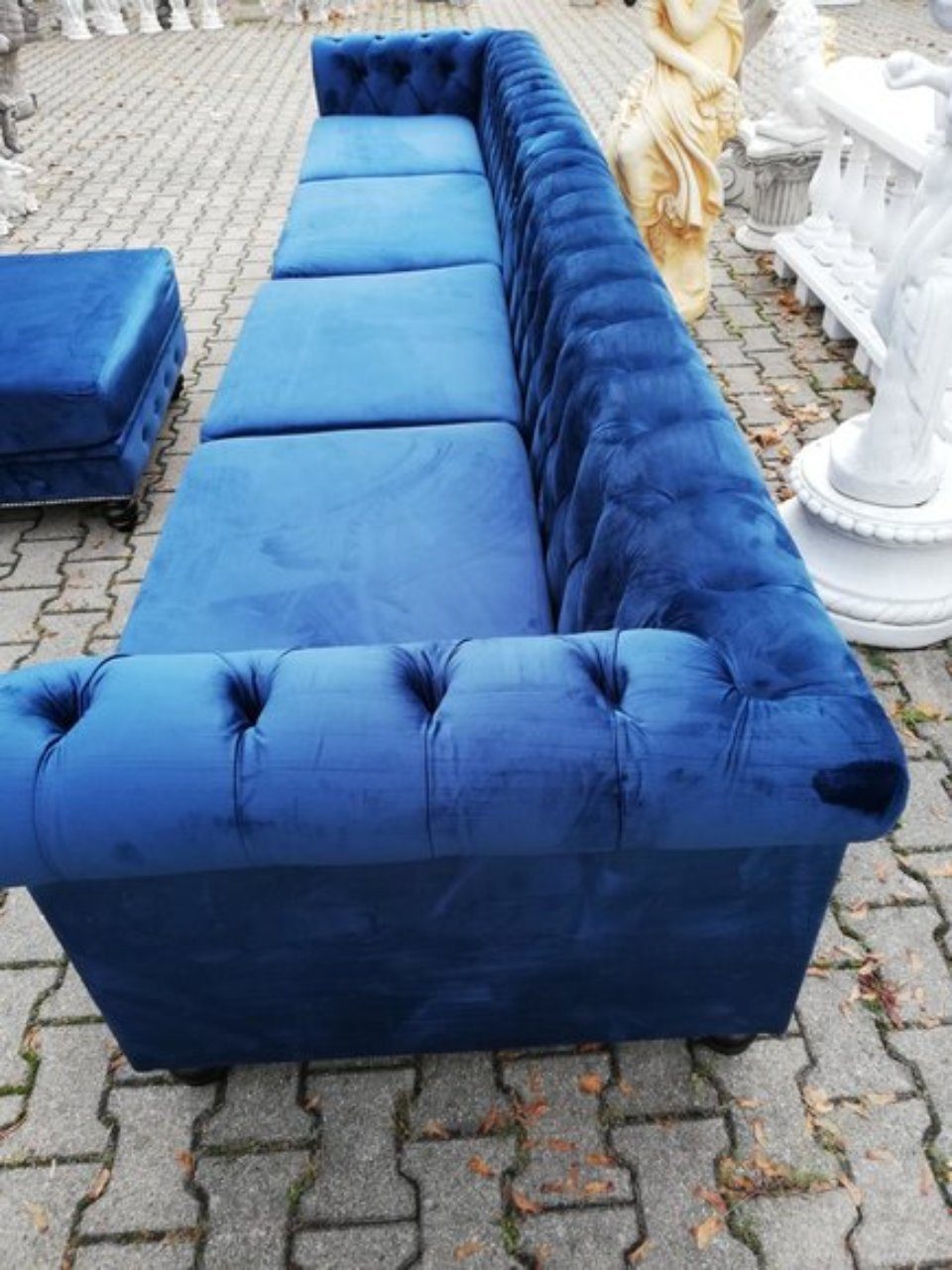 Textil Desiger XXL+ Blau Couch Sofagarnitur Hocker Chesterfield JVmoebel Big-Sofa, 4 m