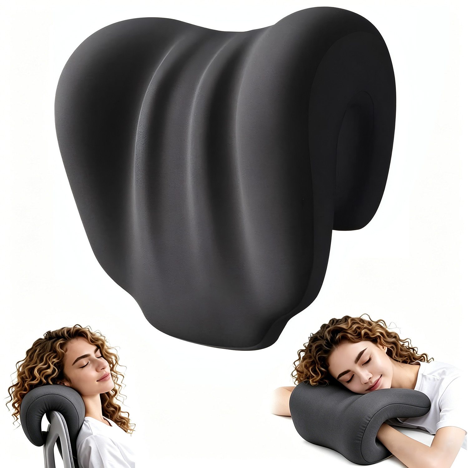 Nackenkissen Memory Foam Nackenkissen für Bürostuhl ergonomisch Schwarz, 27×18×26cm