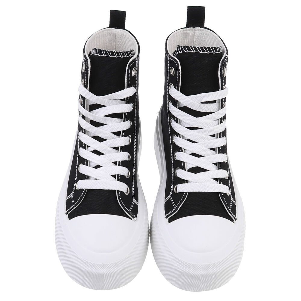 Ital-Design Damen High-Top Freizeit Sneakerboots (88671562) Keilabsatz/Wedge Sneakers High in Schwarz – Bild 4 von 5