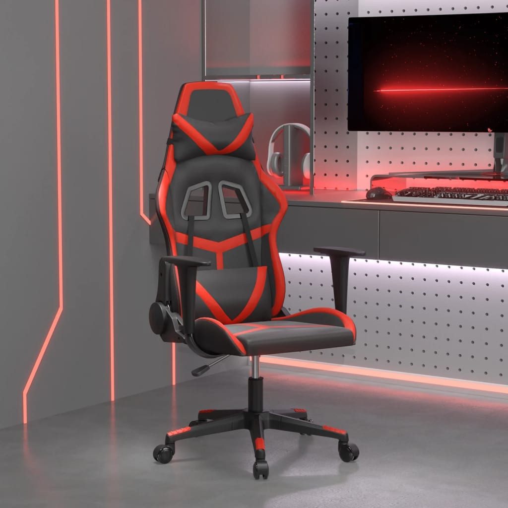 Gaming-Stuhl Kunstleder Schwarz Rot 66,5x61x(118-127,5) cm
