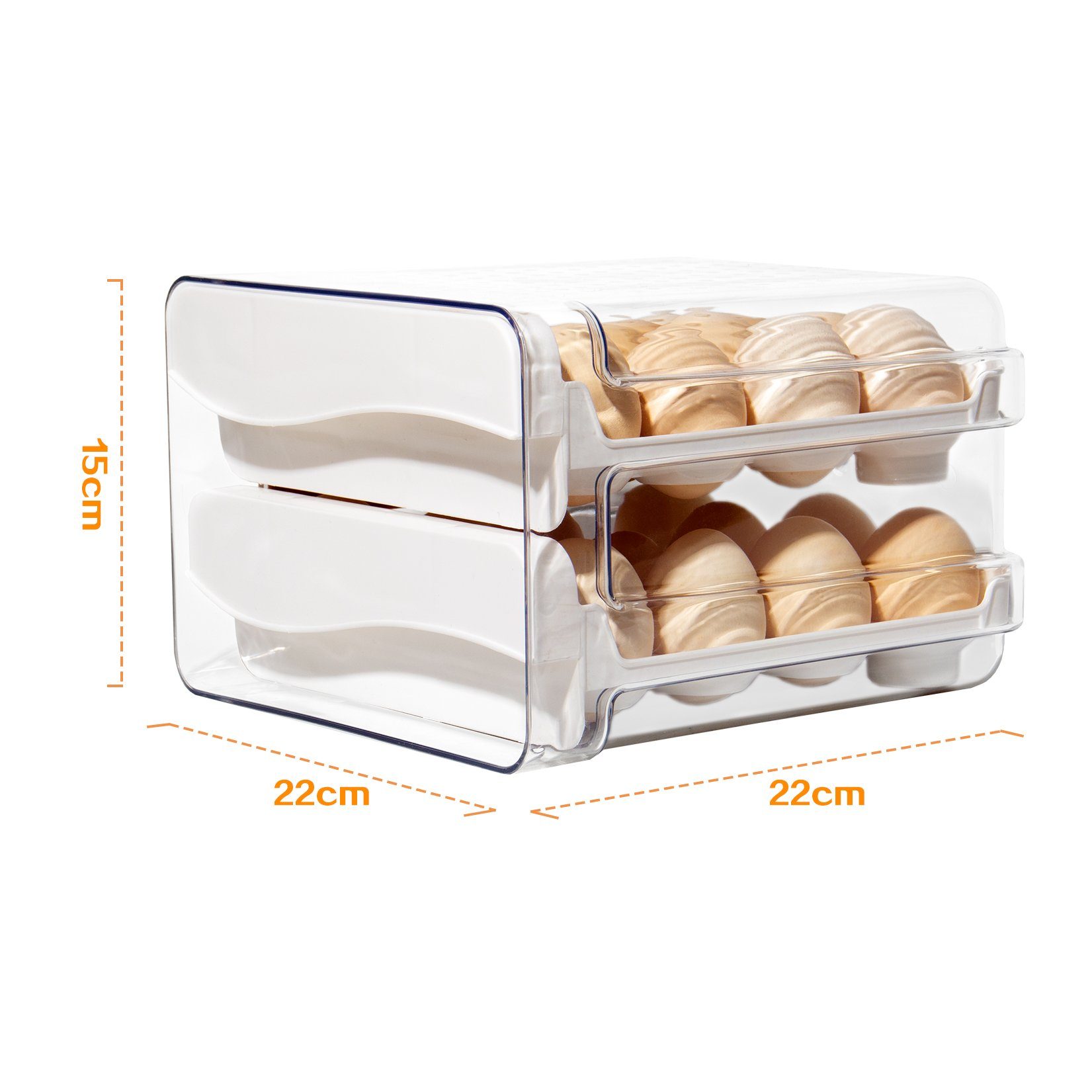 Eierkarton eier, große 32 (STEG-232), Doppelter Eier mit Eierbox für Zeitschaltuhr, Eierkorb Eierbehälter Weiß, Aufbewahrung Zedelmaier Kühlschrank