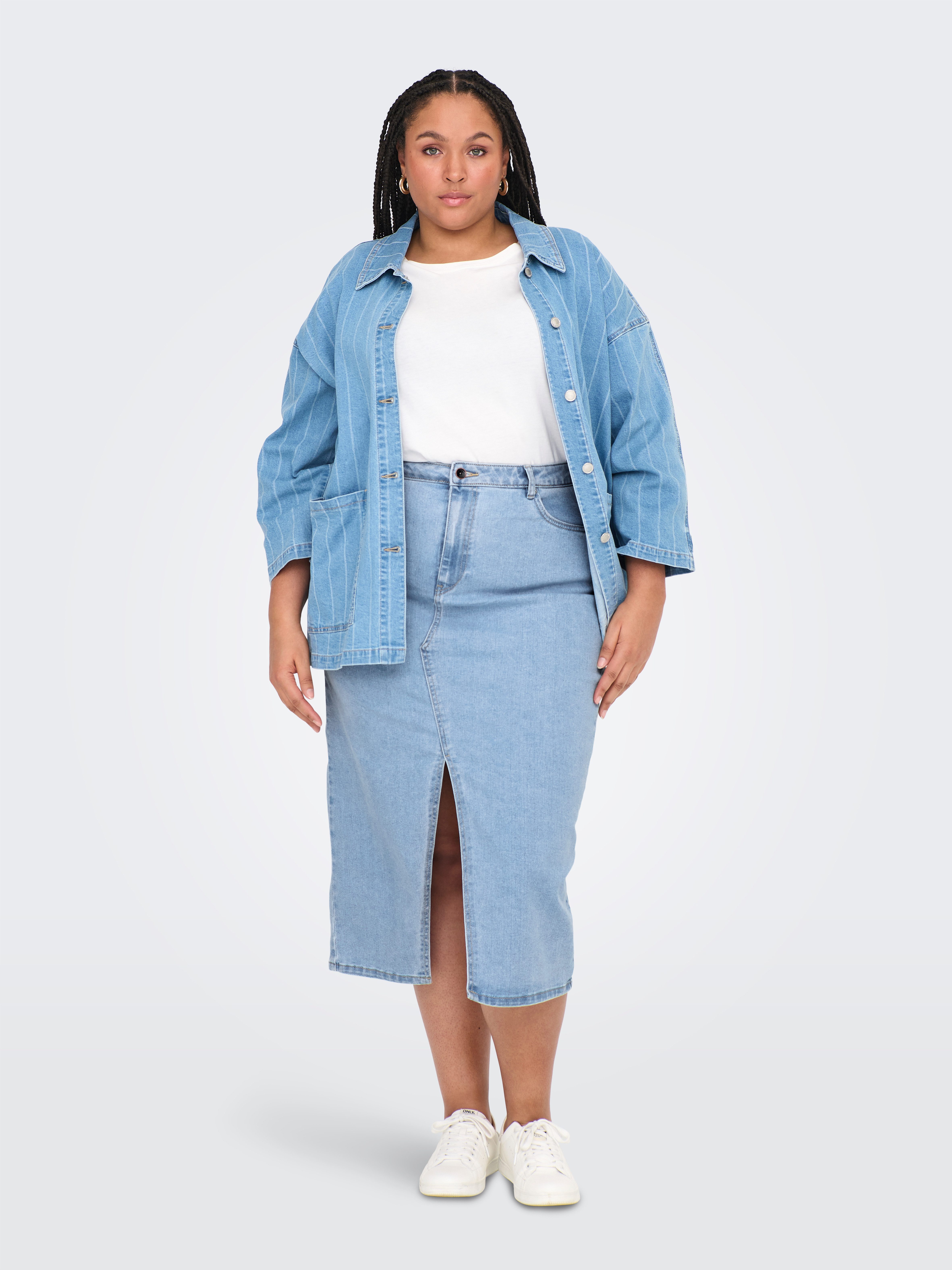 ONLY CARMAKOMA Jeansrock CARSIRI FRONT SLIT SKIRT DNM GUA NOOS
