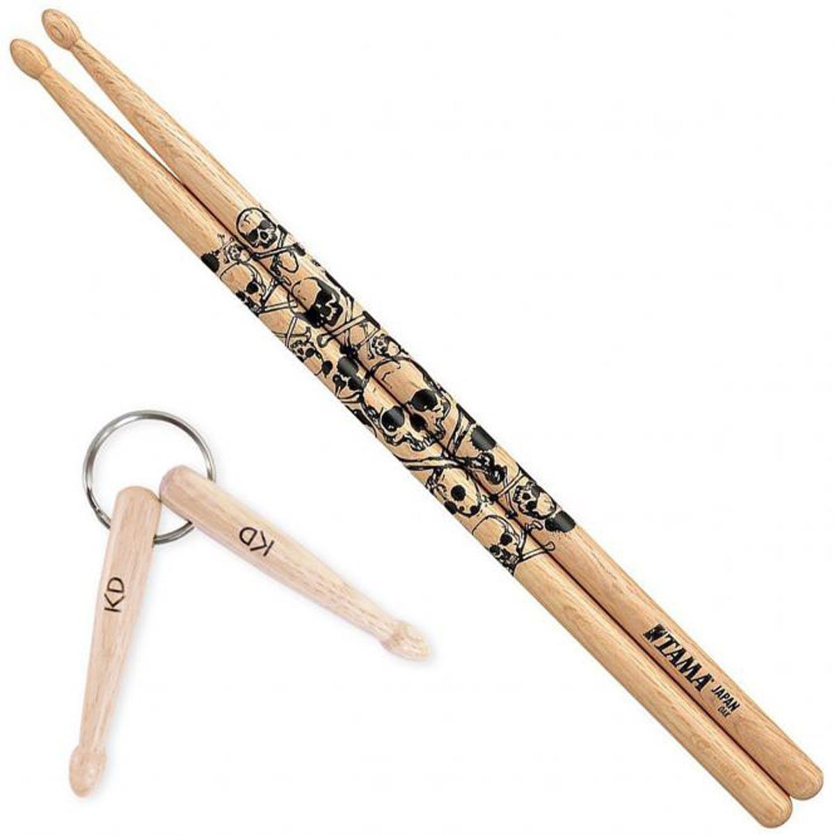 Tama Drumsticks Tama Schlagzeugstöcke 7A-S Totenkopf Natur mit Anhänger (mit Schlüsselanhänger)
