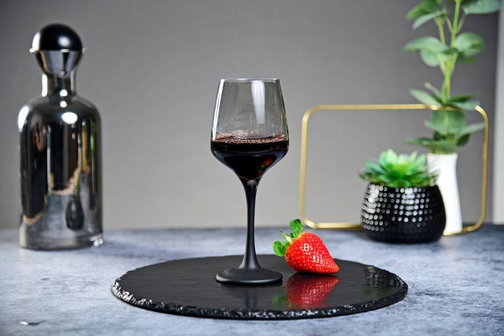 Sendez Rotweinglas 360ml mit schwarzem Stiel Rotweingläser Weißweingläser Weinkelch, 6-tlg., Glas – Bild 4 von 4