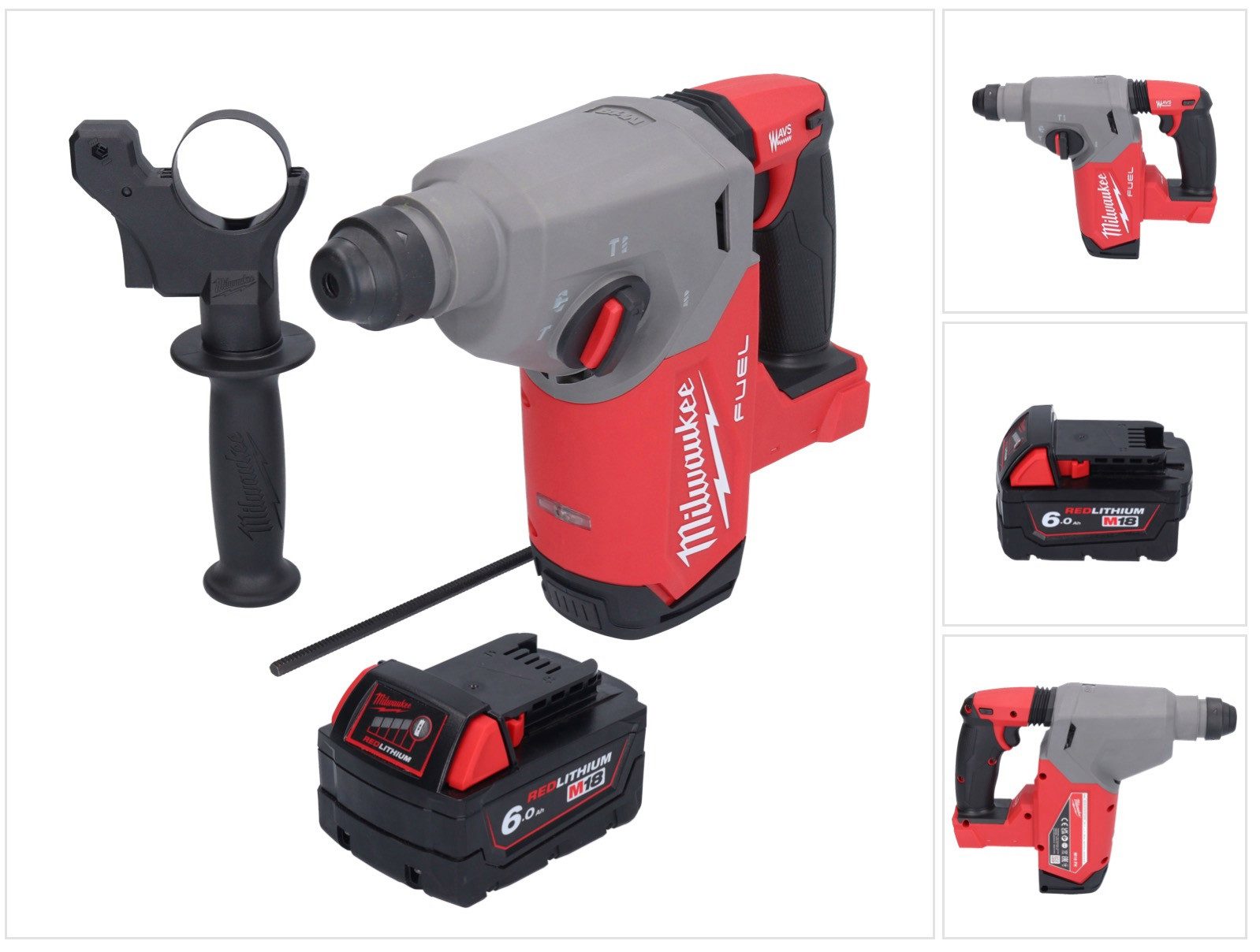 Milwaukee Akku-Bohrhammer M18 FH-601 Akku Bohrhammer 18 V 2,5 J SDS plus Brushless + 1x Akku 6