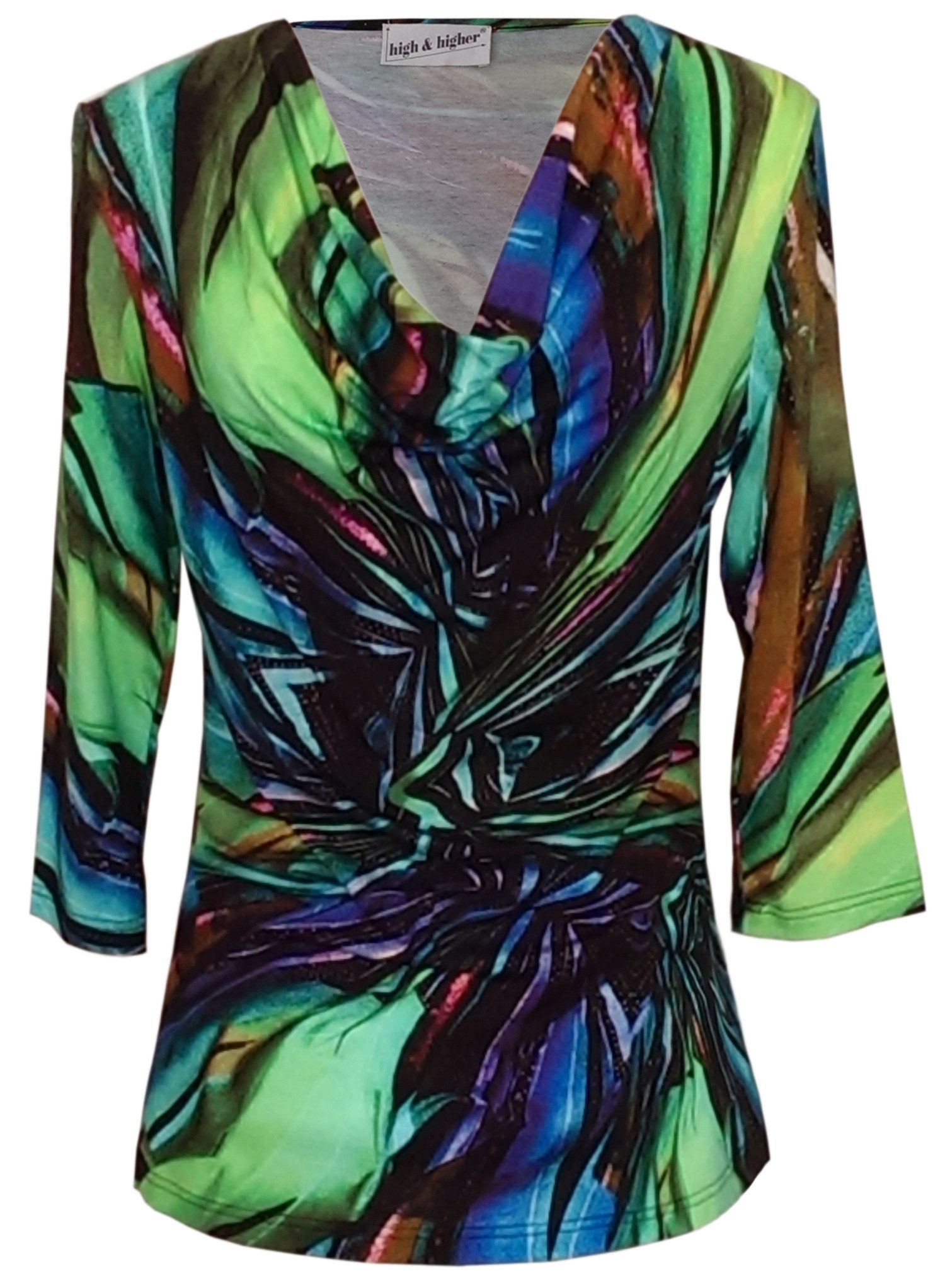 high & higher T-Shirt Wasserfallshirt Amy 3/4 Ärmel Wasserfallausschnitt