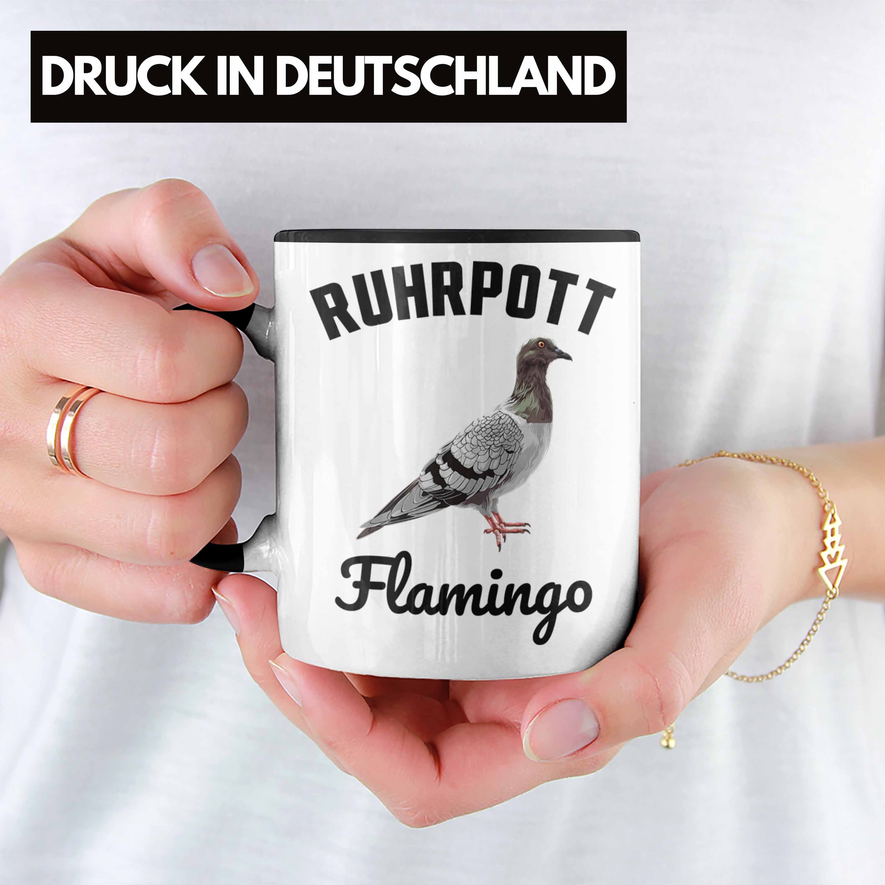 Tasse Trendation Schwarz Geschenk Flamingo Trendation Lustiger Taubenzüchter Tasse Zubehör Tauben - Ruhrpott Taubenflüsterer Spruch Becher Zaubenzucht