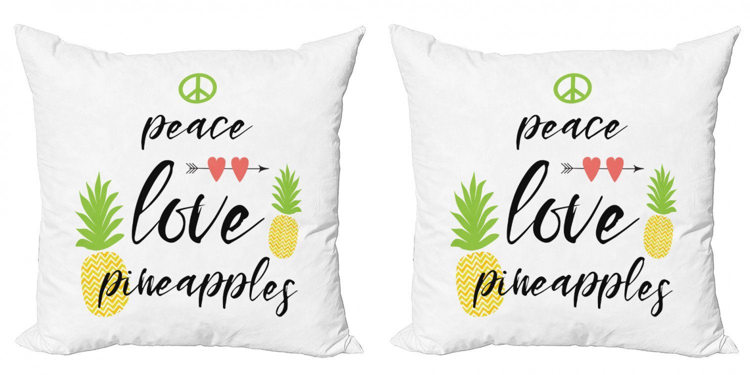 Kissenbezüge Modern (2 Doppelseitiger Peace Digitaldruck, Stück), Zitat Pineapples Abakuhaus Accent Love