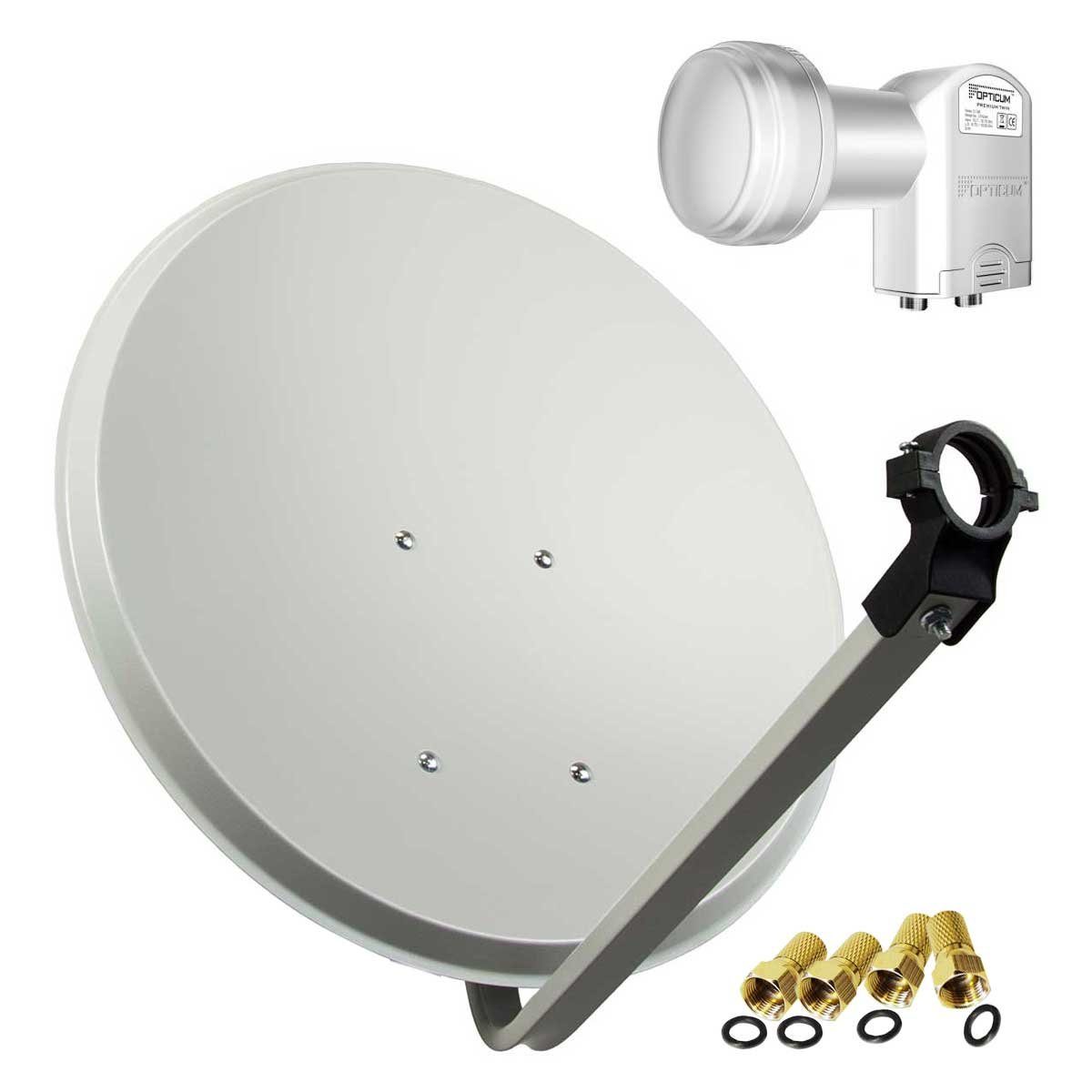 PremiumX SatellitenKomplettanlage 80cm Satellitenschüssel Opticum Twin