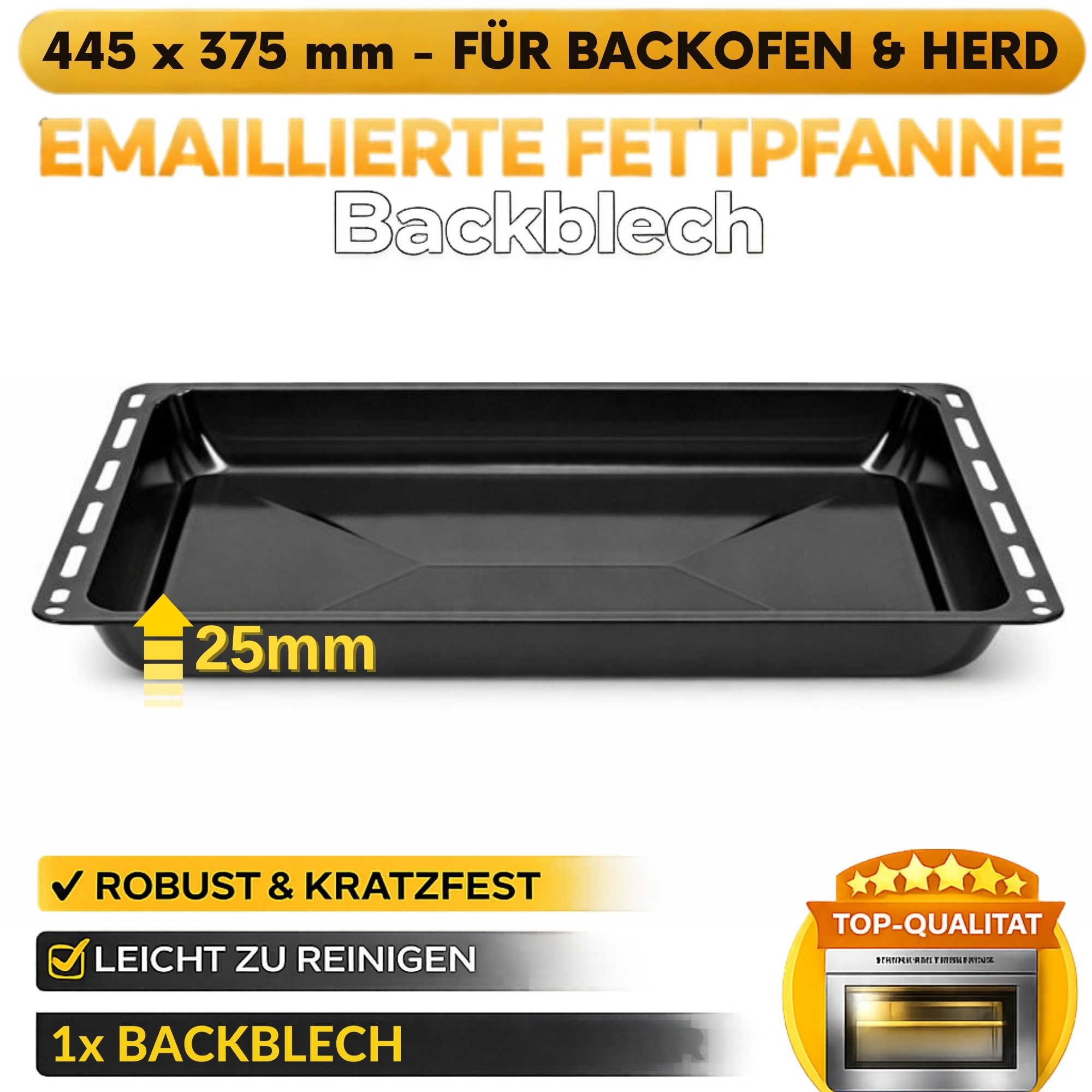 ICQN Backblech 445 x 375 mm Fettpfanne, Emailliert, (1-St), Passend für, Whirlpool-Gruppe, Ignis, Bauknecht, Indesit, Algor