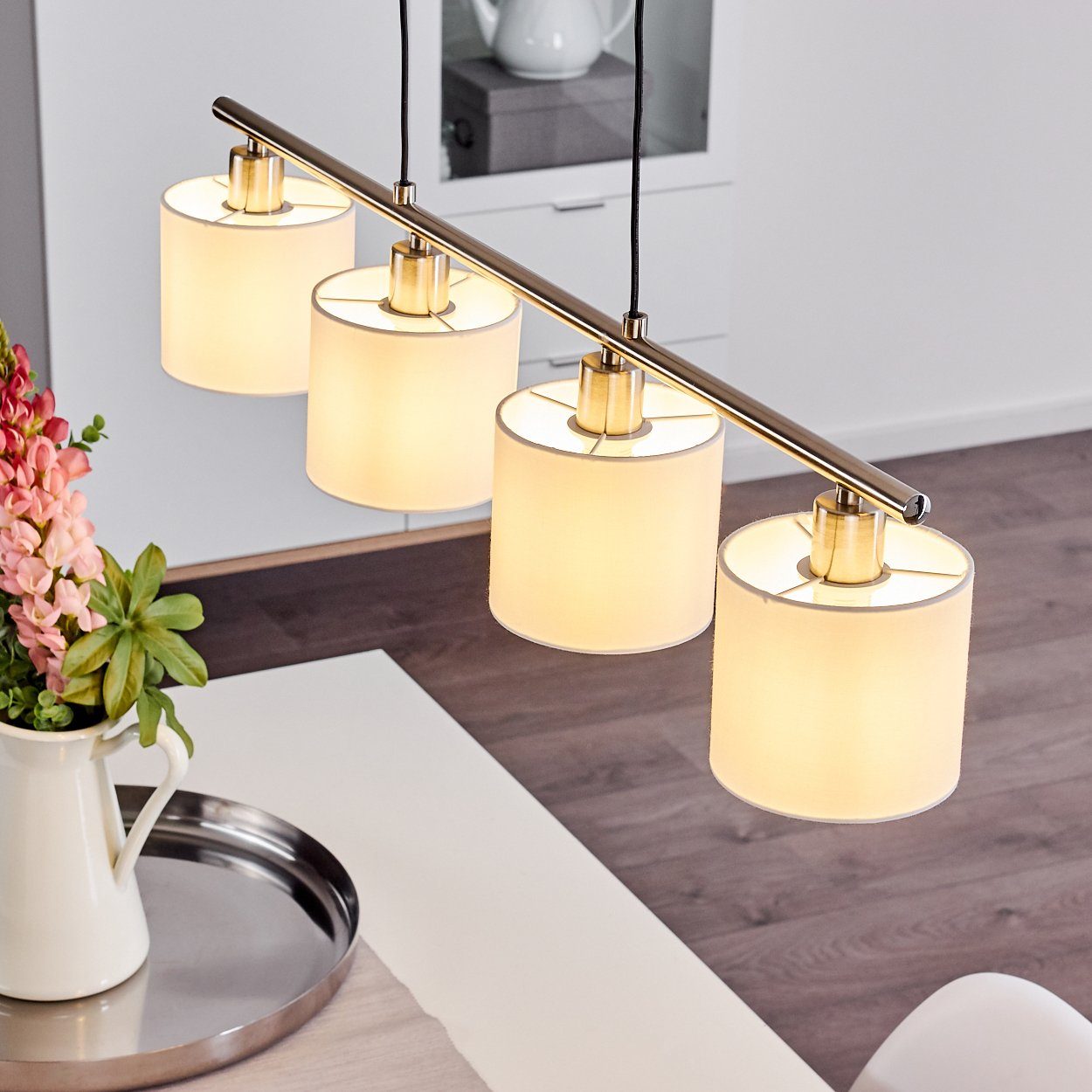 hofstein Pendelleuchte »Costa« 4-flammige Hängelampe aus Metall in Nickel m günstig online kaufen