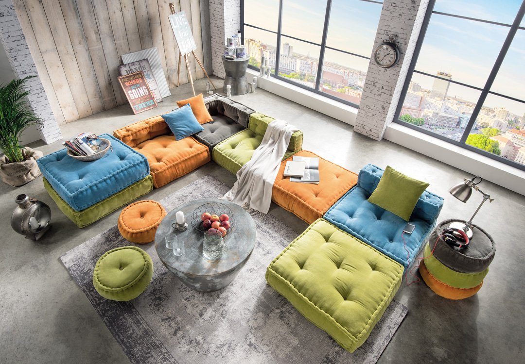 More2Home Sitzhocker Sitzhocker Samt eckig, orange günstig online kaufen