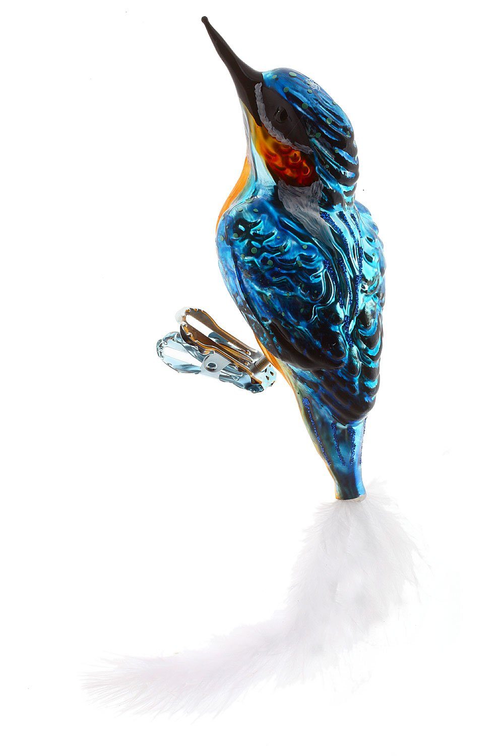 Weihnachtskontor Dekohänger mundgeblasen Eisvogel handdekoriert Christbaumschmuck Hamburger - blau, -
