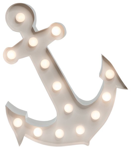 MARQUEE LIGHTS LED Dekolicht Anchor, LED fest integriert, Warmweiß, Wand- Tischlampe Anchor 14 festverbauten LEDs - 24x31 cm