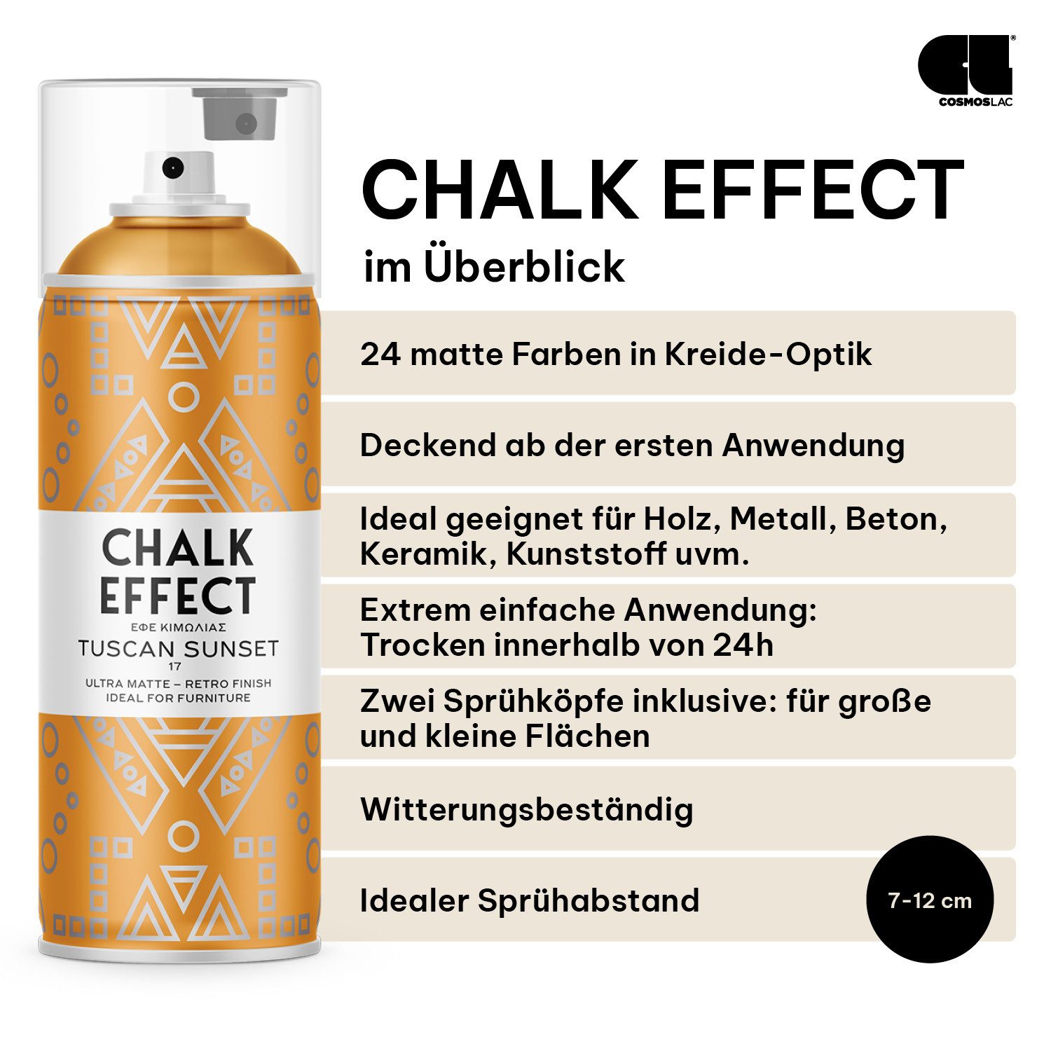COSMOS LAC Sprühflasche Kreidefarbe Spray Chalk Effect - Kreidesprühfarbe Farbspray – Bild 3 von 5