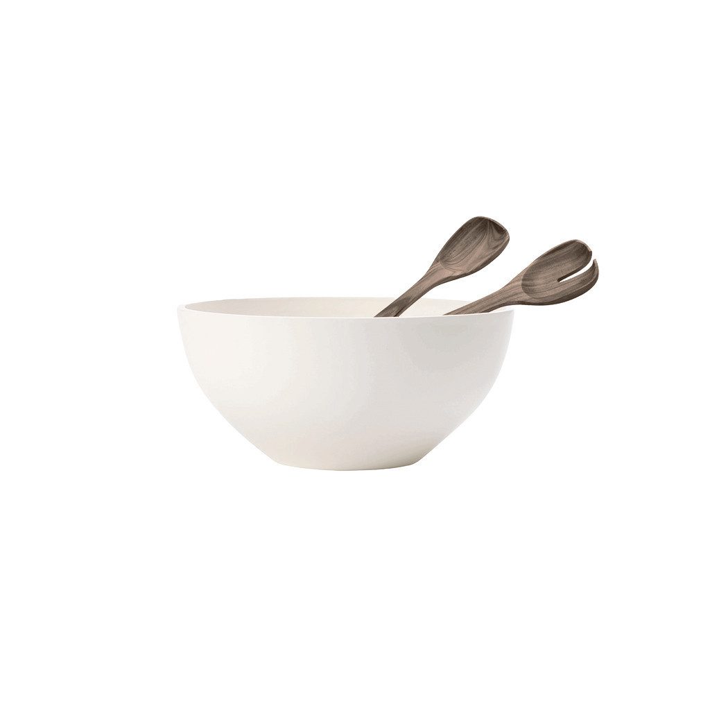 Villeroy & Boch Schale Artesano Salat-Set ø 28 cm, Porzellan, Holz, (1x Schale, 1x Salatbesteck, 3-tlg)