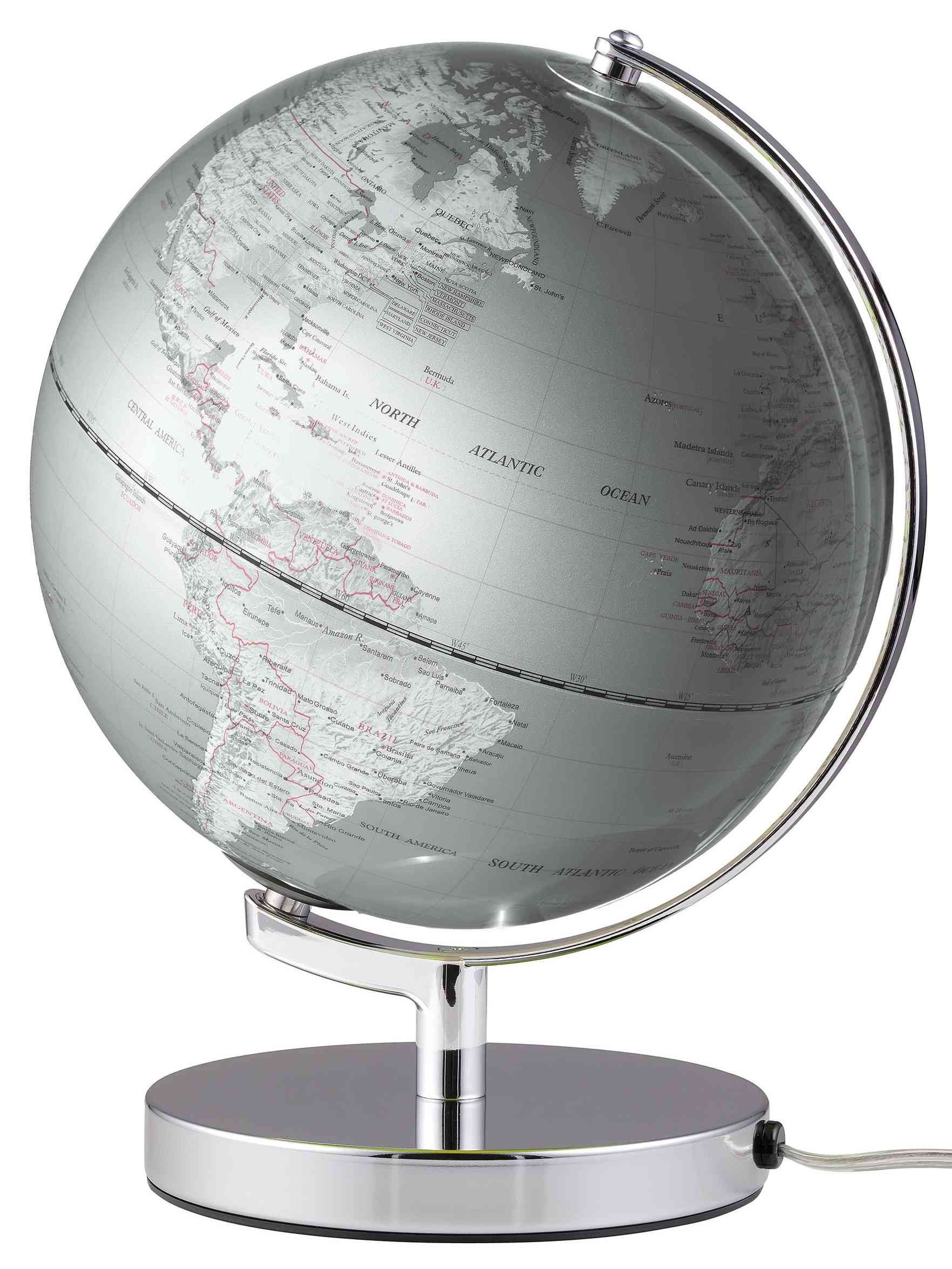 drehbar Globus um Terra Silver 1 emform® politisch, Light, Achse silber, 25cm Globus beleuchtet