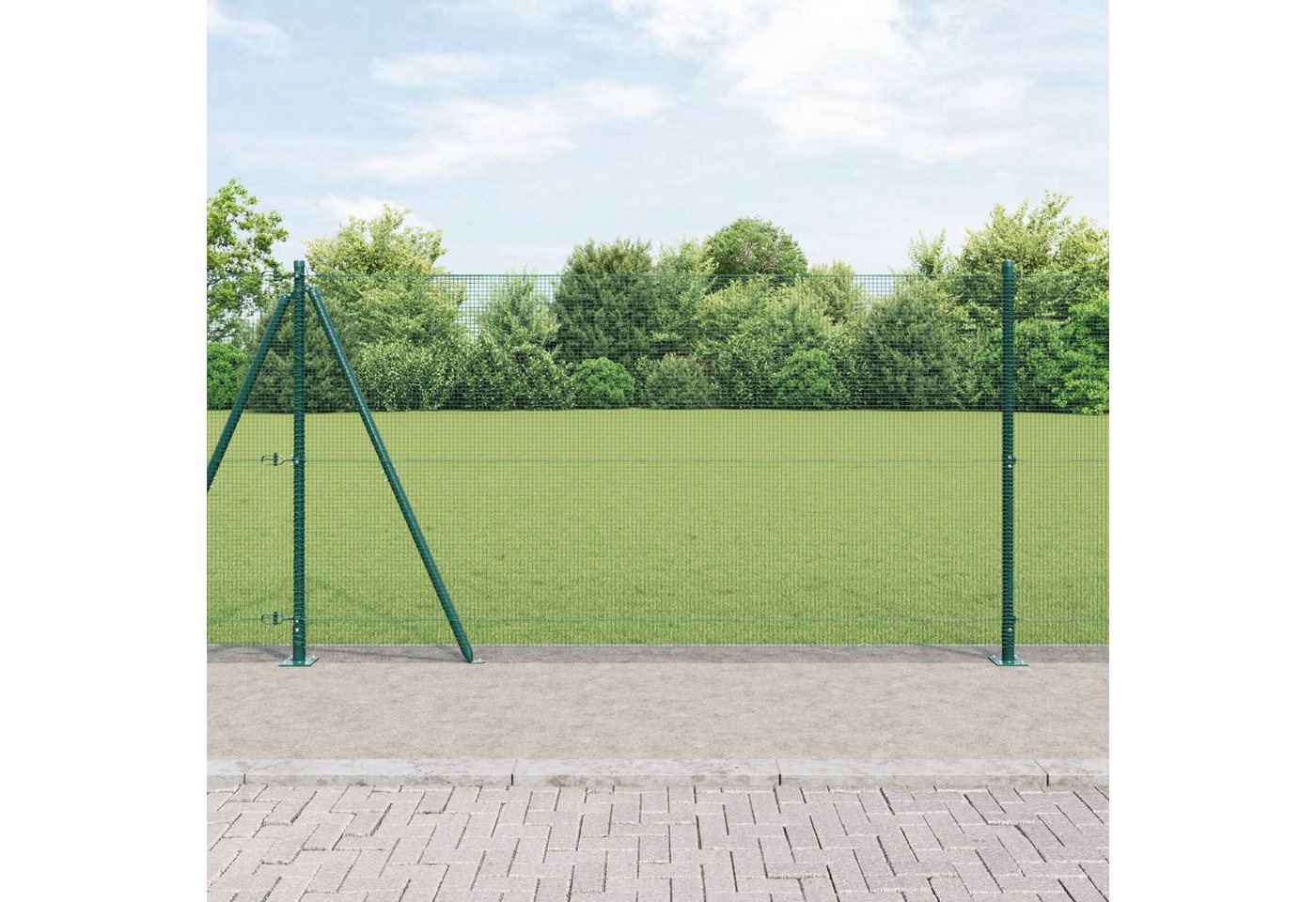 Thumbnail - vidaXL Gartentor Drahtzaun mit 13 Flanschpfosten grün 1,2x25 m Stahl