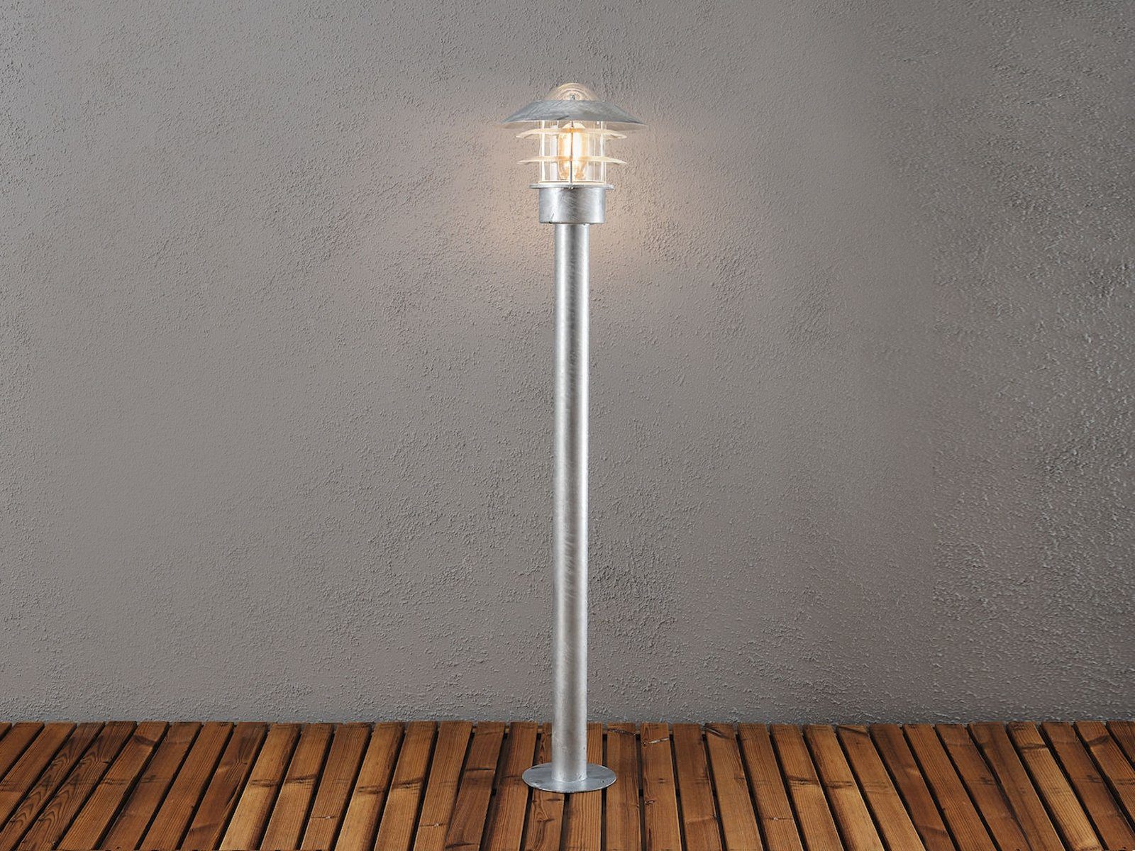 KONSTSMIDE LED Pollerleuchte, LED wechselbar, warmweiß, Garten-wegbeleuchtung rostfrei Gartenleuchten mit Strom Silber H: 98cm