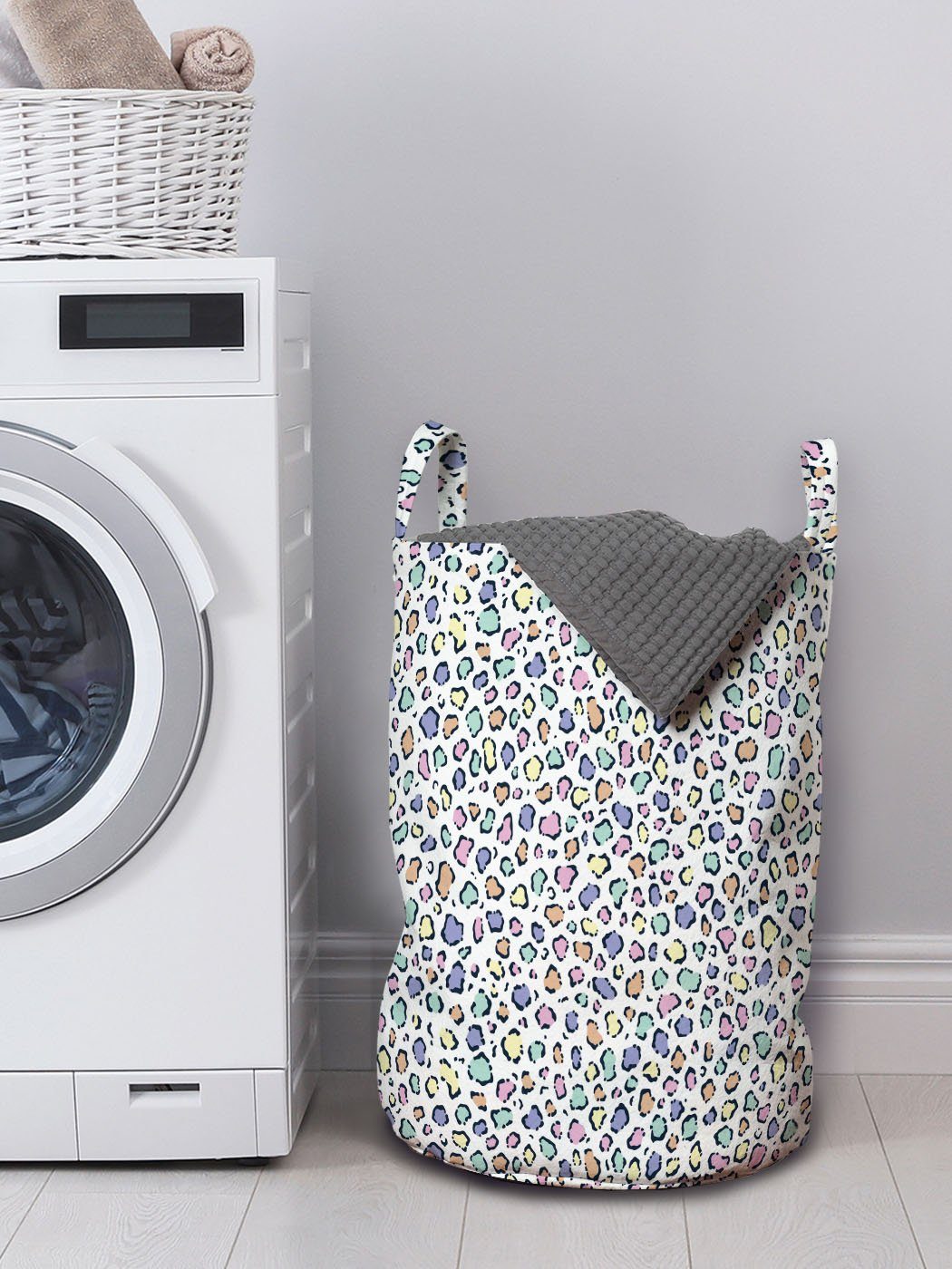 Moderne Abakuhaus Kordelzugverschluss Waschsalons, Tierhaut mit für Wäschekorb Griffen Leopard-Druck Wäschesäckchen