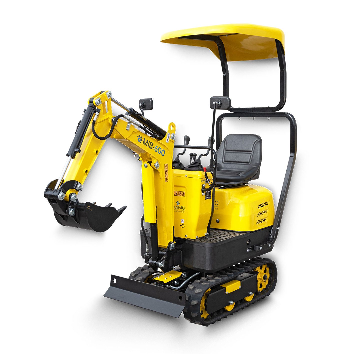 BAMATO Garten-Multifunktionsgerät - Bagger inkl. Zubehörset Minibagger Kettenbagger 8,8 kN Tieflöffel, Stk, 1, 6,3 kW Benzinmotor, 69 cm Spurbreite, vorbefüllt mit Hydrauliköl