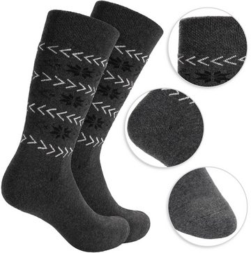 BRUBAKER Norwegersocken Wintersocken - Norweger Thermosocken für Damen und Herren (Farbmix Grau, Blau und Braun, 6-Paar, Socken mit Innenfrottee) Unisex Norwegersocken extra warm und weich