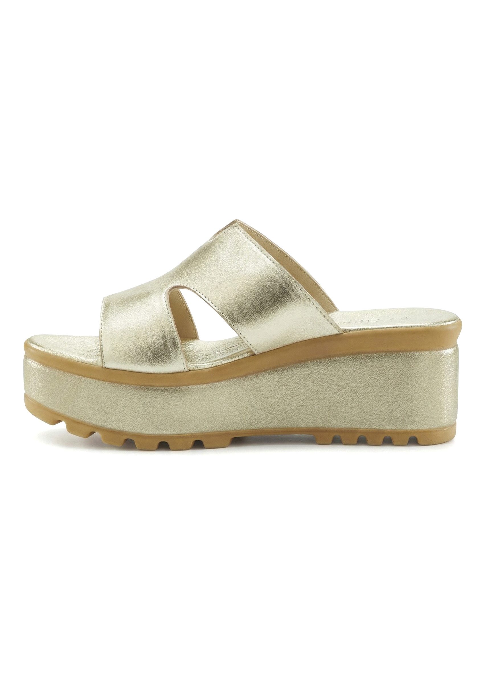 LASCANA Sandale, Sommerschuh, Mule, offener Schuh, Pantolette NEU aus Leder mit Keilabsatz