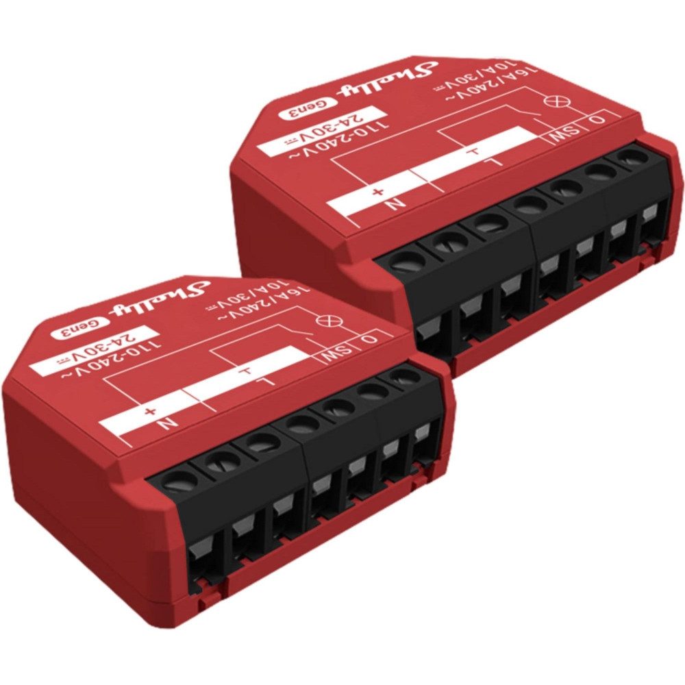 Shelly _1PM_Gen3_2er Unterputzrelais WLAN Bluetooth 1-Kanal 16A Weiß Smart-Home-Station