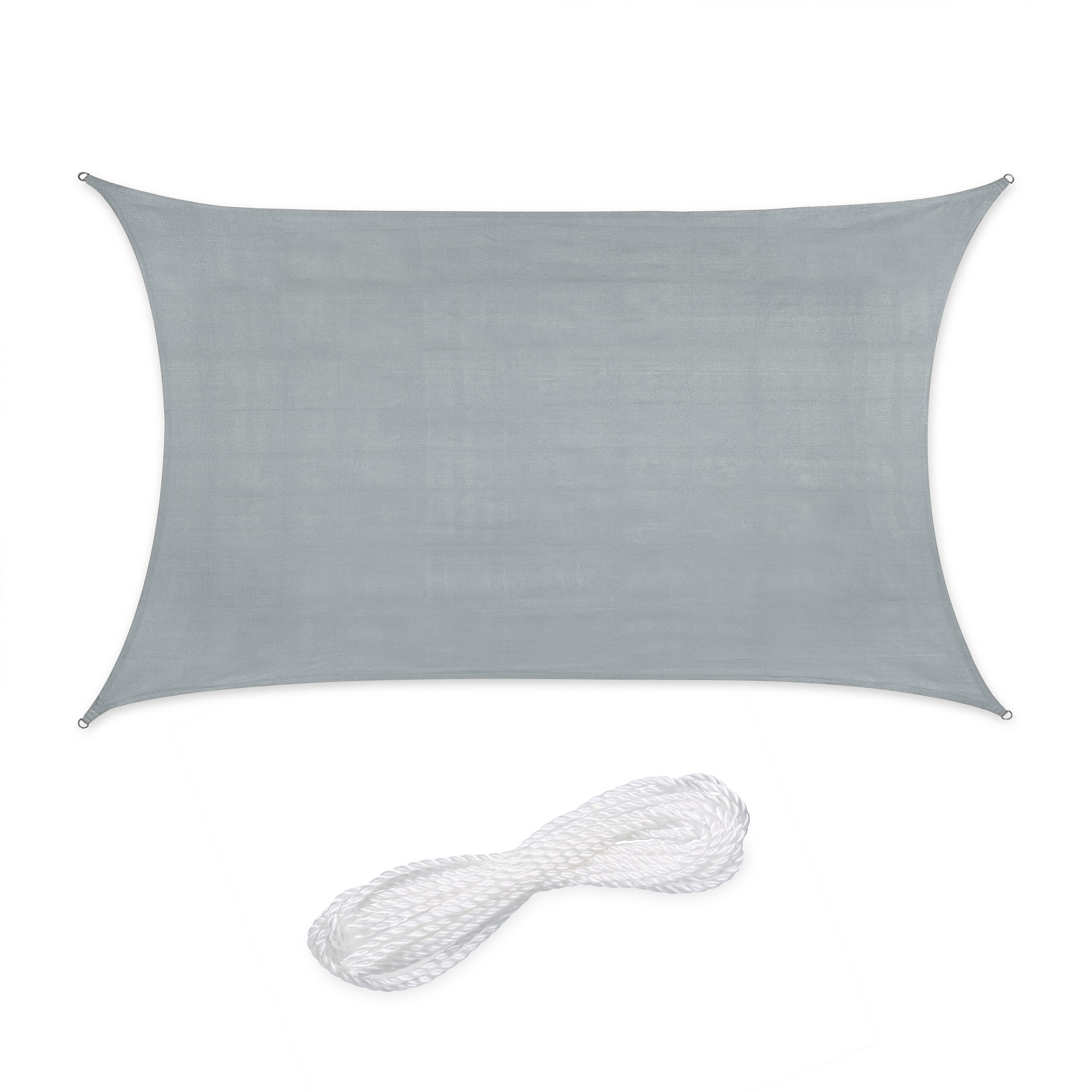relaxdays Sonnensegel Rechteckiges Sonnensegel HDPE, (1-tlg), Hellgrau, 2x3m