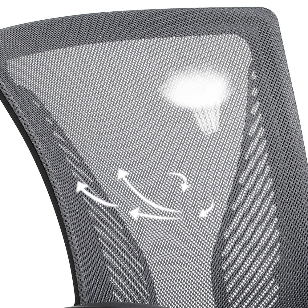Yaheetech Bürostuhl aus Mesh-Gewebe Höhenverstellbarer Schreibtischstuhl, Ergonomischer Drehstuhl Arbeitsstuhl Computerstuhl mit Wippfunktion – Bild 5 von 5
